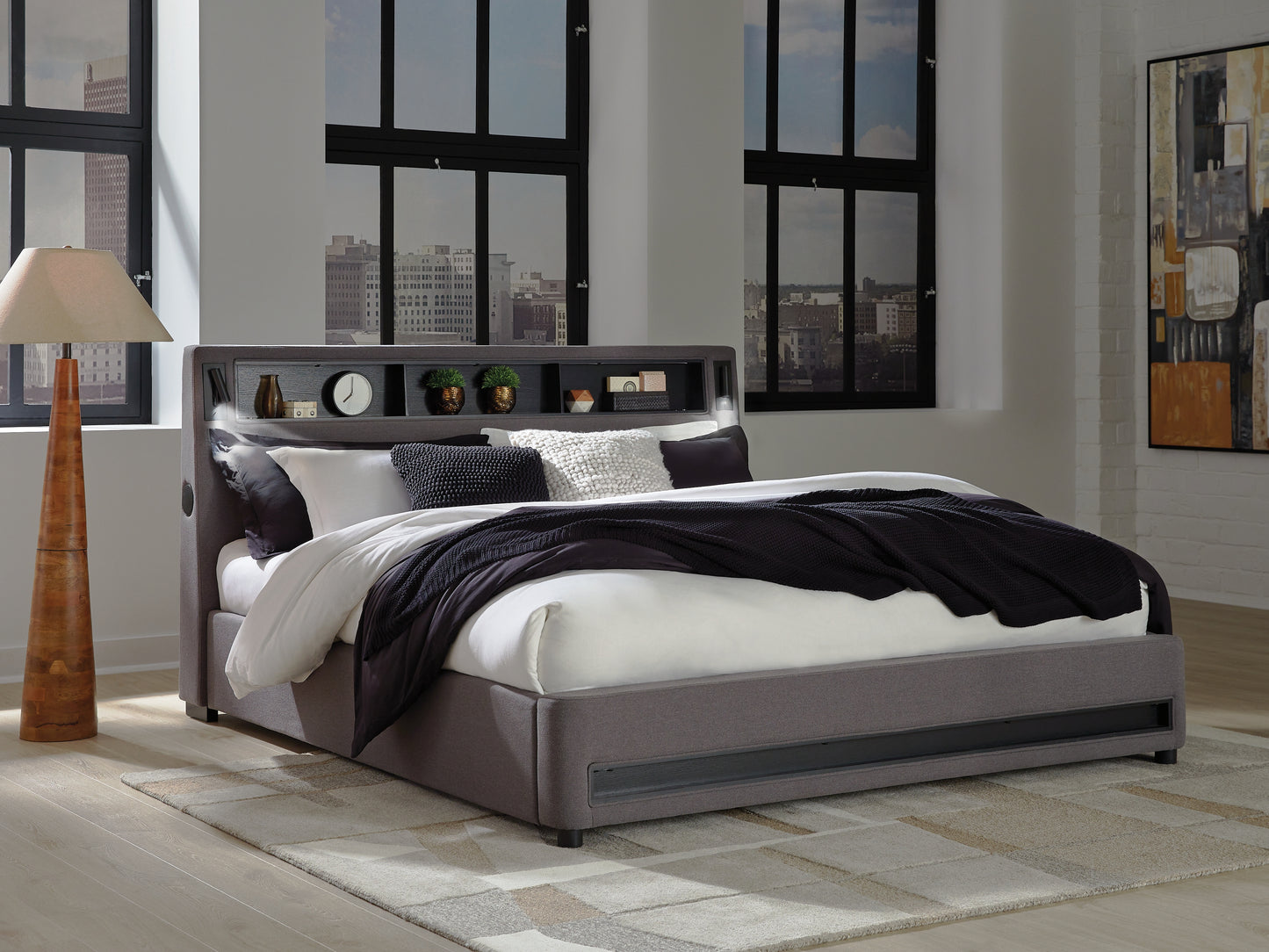 Cape Furniture Outlet - Ashley Furniture - Verishaw Bedroom - King Upholstered Bed / Gray - PCB2721B21
