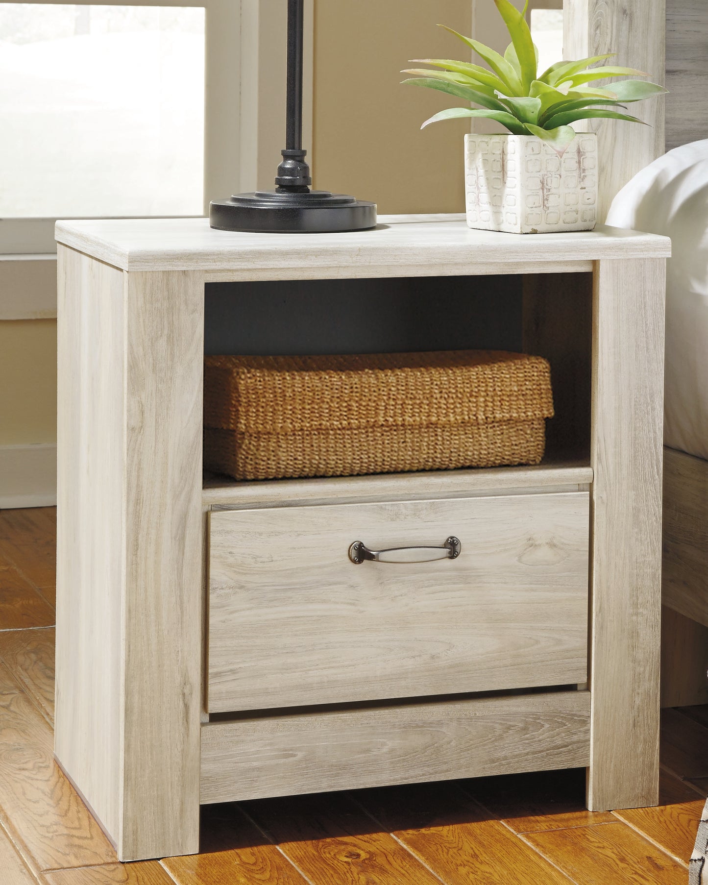 Cape Furniture Outlet - Ashley Furniture - Bellaby Bedroom - One Drawer Night Stand / Whitewash - B331-91