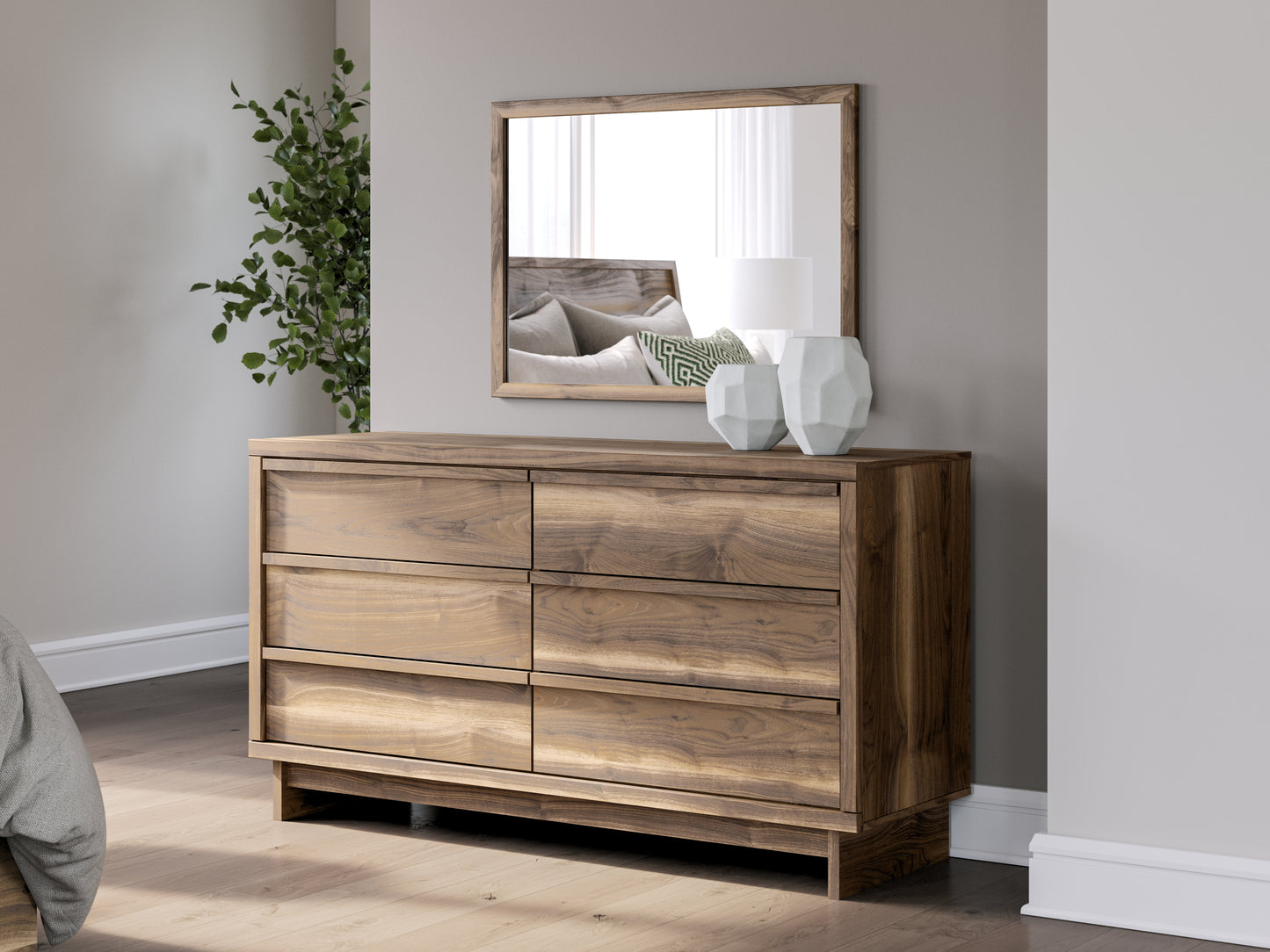 Cape Furniture Outlet - Ashley Furniture - Chirason Bedroom - Dresser and Mirror / Brown - PCB3367B1