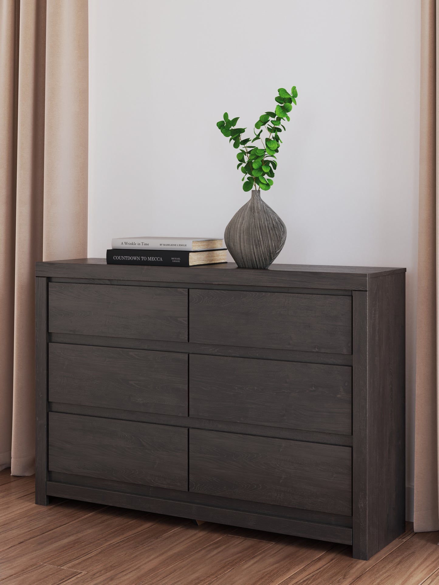 Cape Furniture Outlet - Ashley Furniture - Fraluna Bedroom - Six Drawer Dresser / Charcoal - PCB3370-31