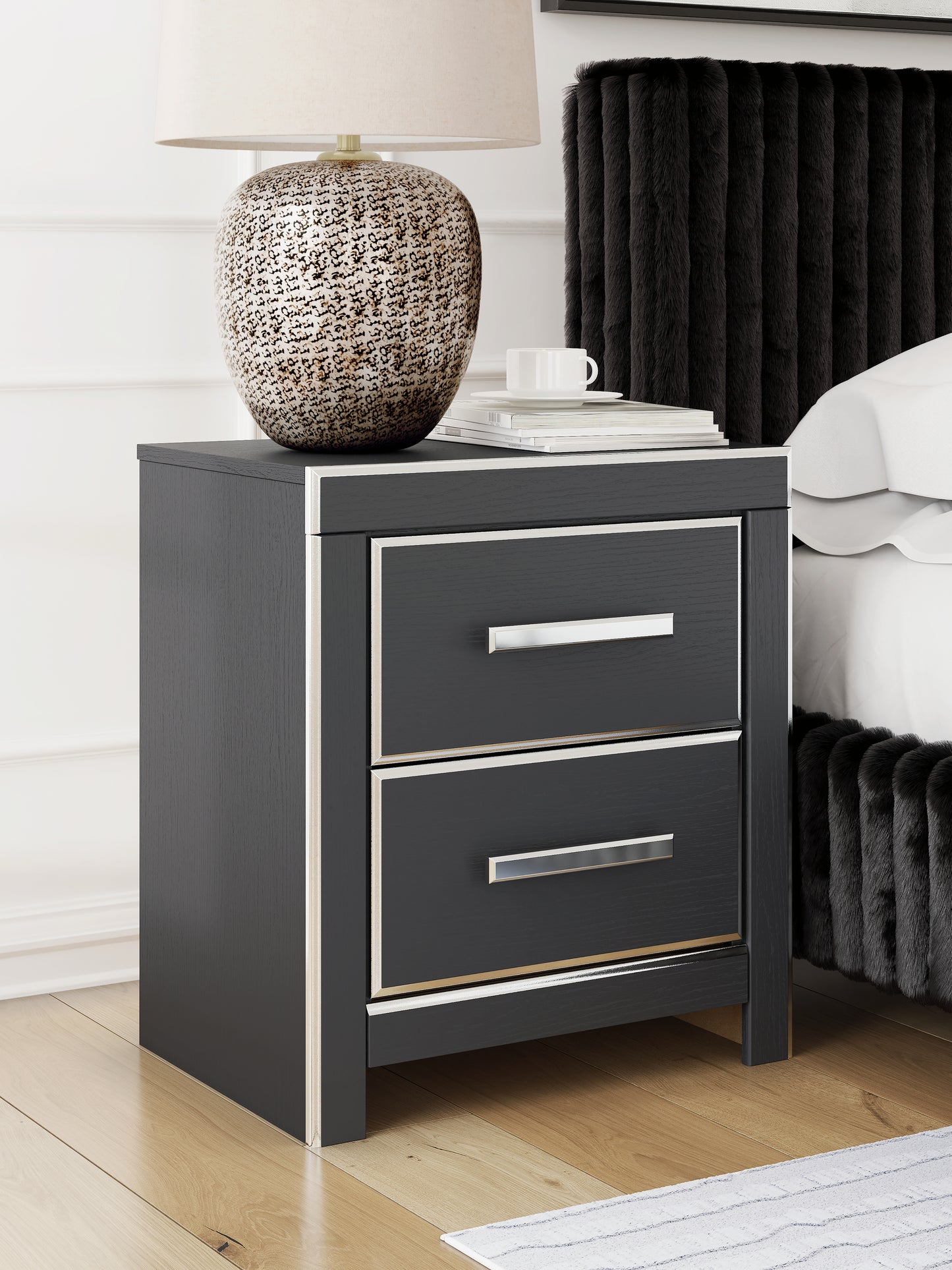 Cape Furniture Outlet - Ashley Furniture - Zuraleus Bedroom - Two Drawer Night Stand / Black - PCB3380-92