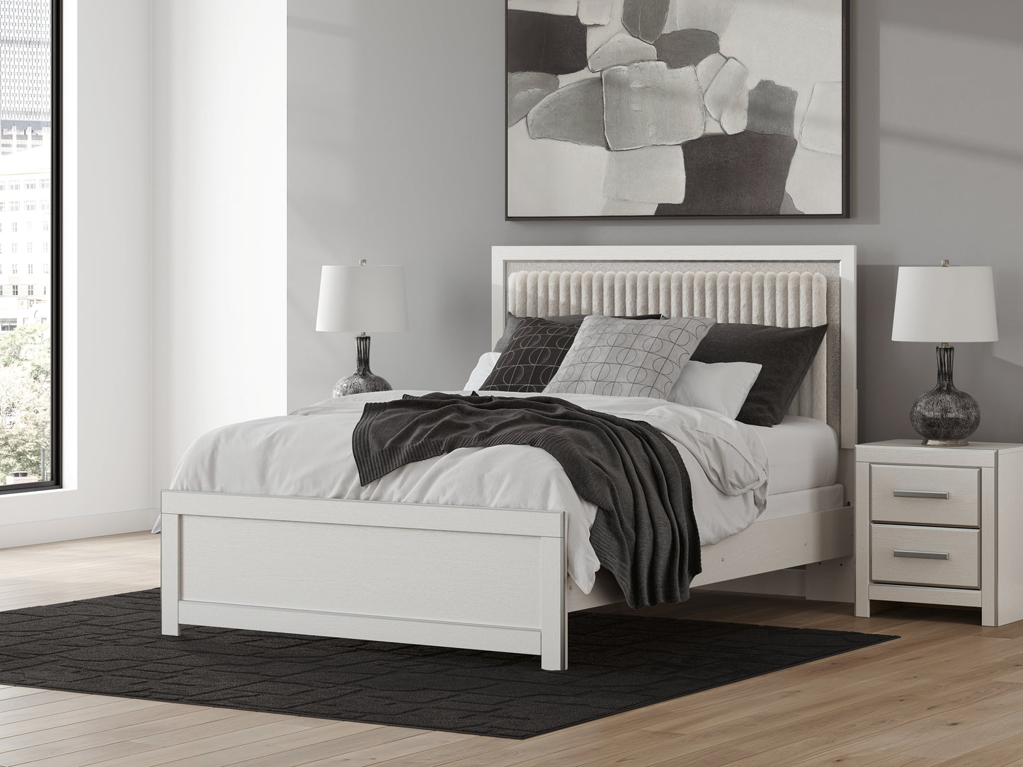 Cape Furniture Outlet - Ashley Furniture - Zuraleus Bedroom - Queen Upholstered Panel Bed / White - PCB3381B6