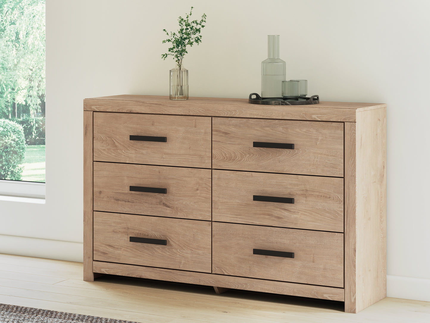 Cape Furniture Outlet - Ashley Furniture - Sanginlane Bedroom - Six Drawer Dresser / Tan - B3787-31