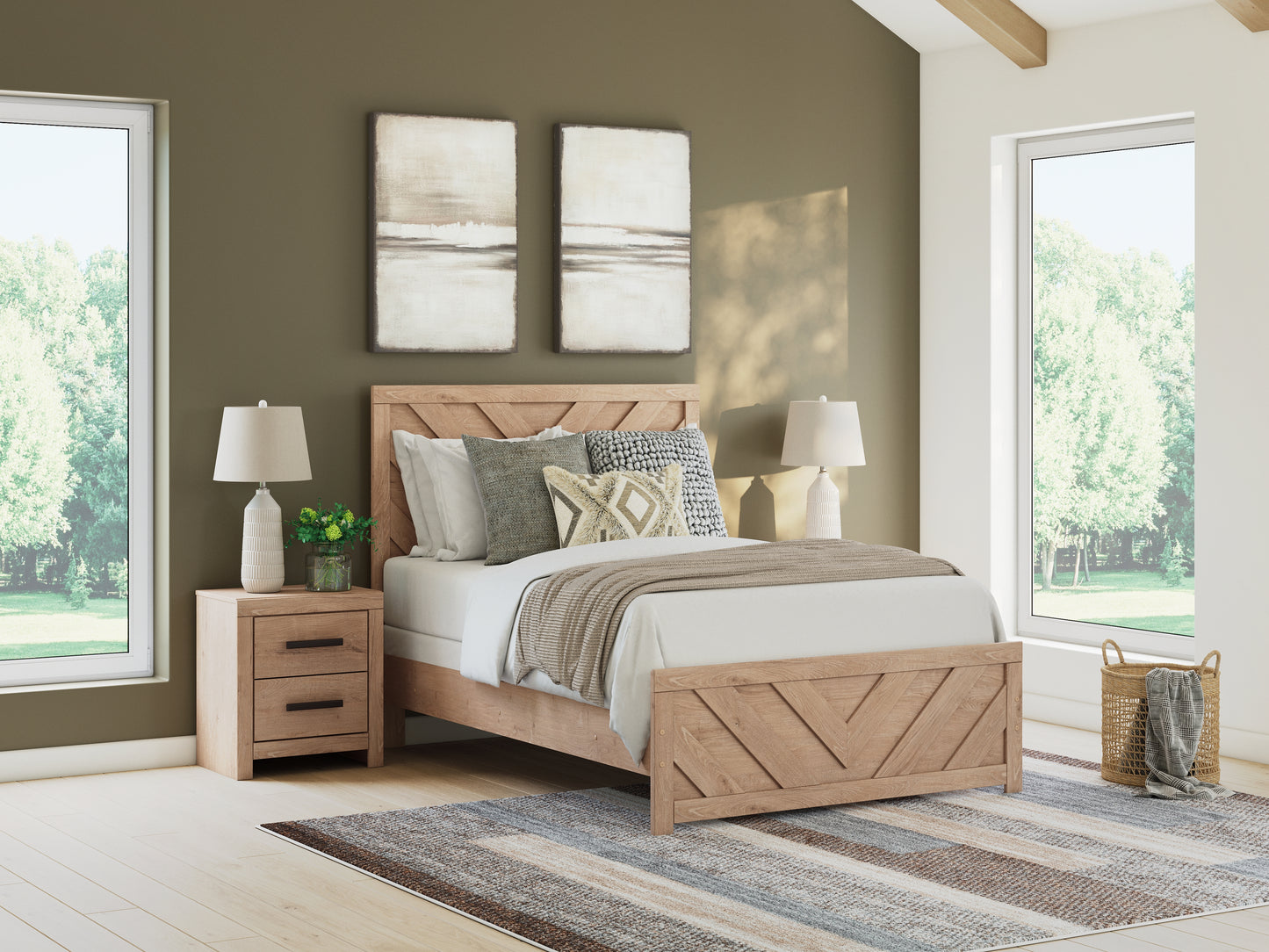Cape Furniture Outlet - Ashley Furniture - Sanginlane Bedroom - Full Panel Bed / Tan - B3787B3