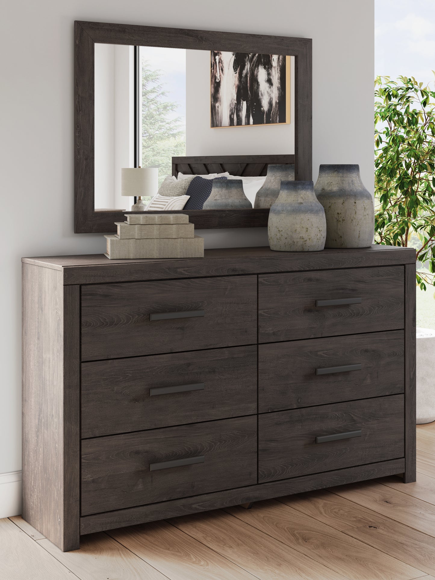 Cape Furniture Outlet - Ashley Furniture - Prendonea Bedroom - Dresser and Mirror / Charcoal - B3789B1