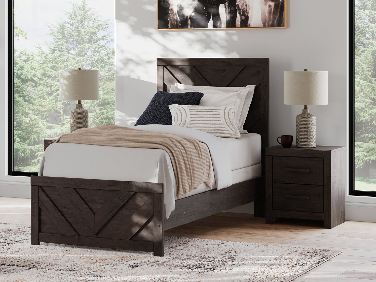 Cape Furniture Outlet - Ashley Furniture - Prendonea Bedroom - Twin Panel Bed / Charcoal - B3789B2