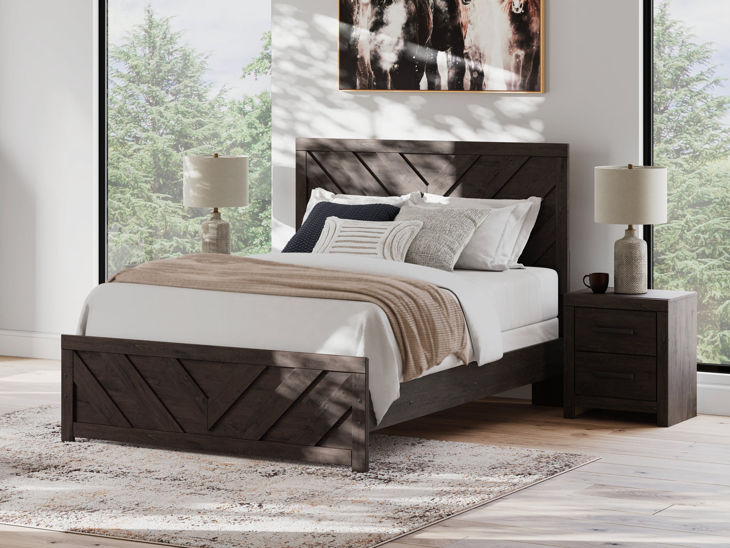Cape Furniture Outlet - Ashley Furniture - Prendonea Bedroom - Queen Panel Bed / Charcoal - B3789B4