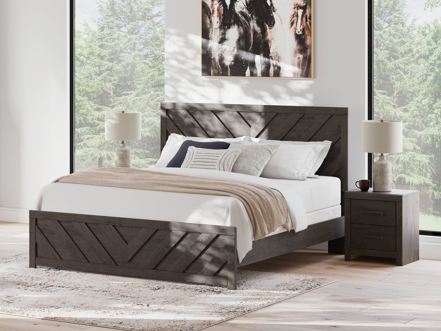 Cape Furniture Outlet - Ashley Furniture - Prendonea Bedroom - King Panel Bed / Charcoal - B3789B8