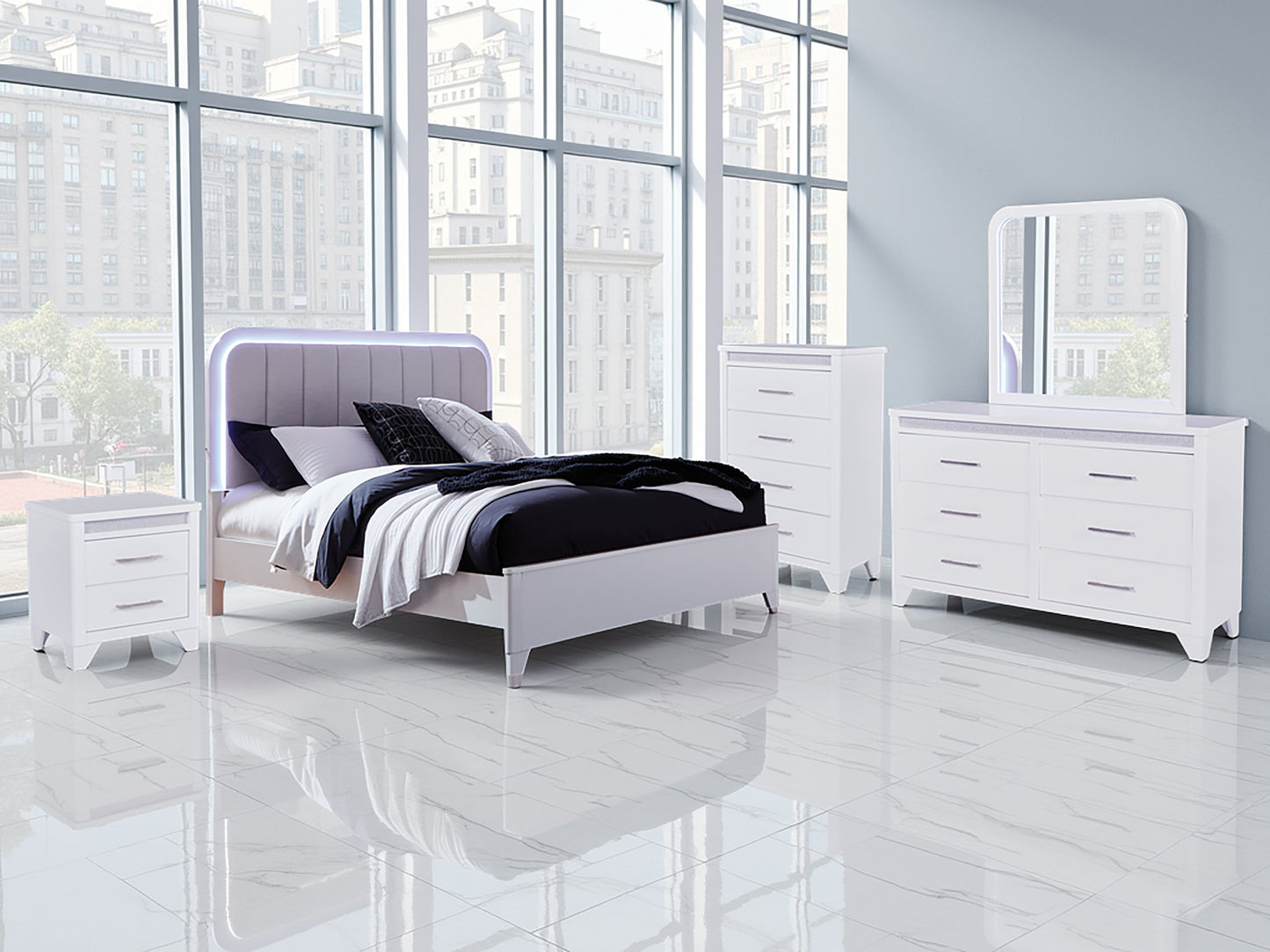 Cape Furniture Outlet - Ashley Furniture - Jarlee Bedroom - Queen Upholstered Panel Bed / White - PCB392B2