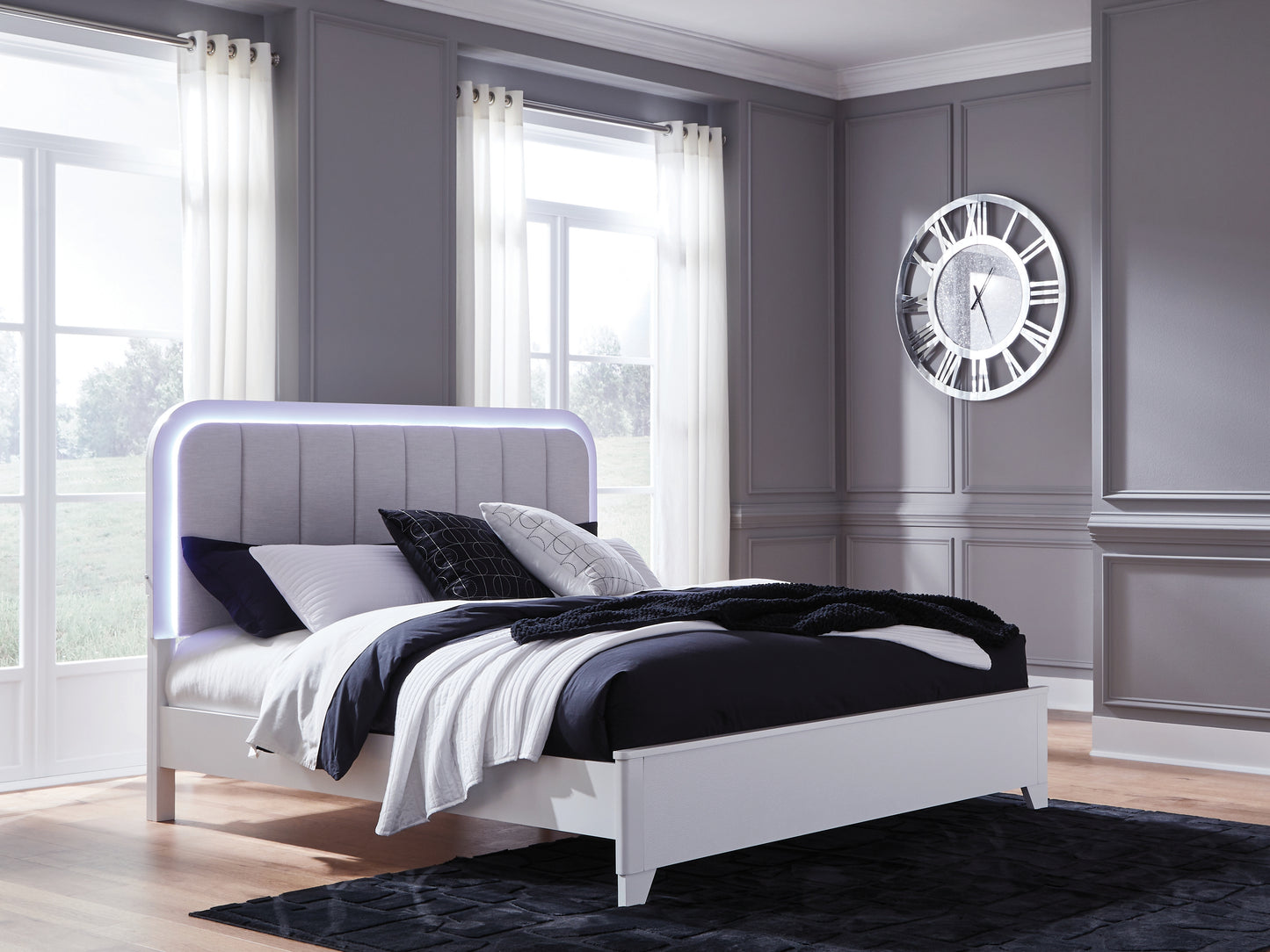 Cape Furniture Outlet - Ashley Furniture - Jarlee Bedroom - California King Upholstered Panel Bed / White - PCB392B5