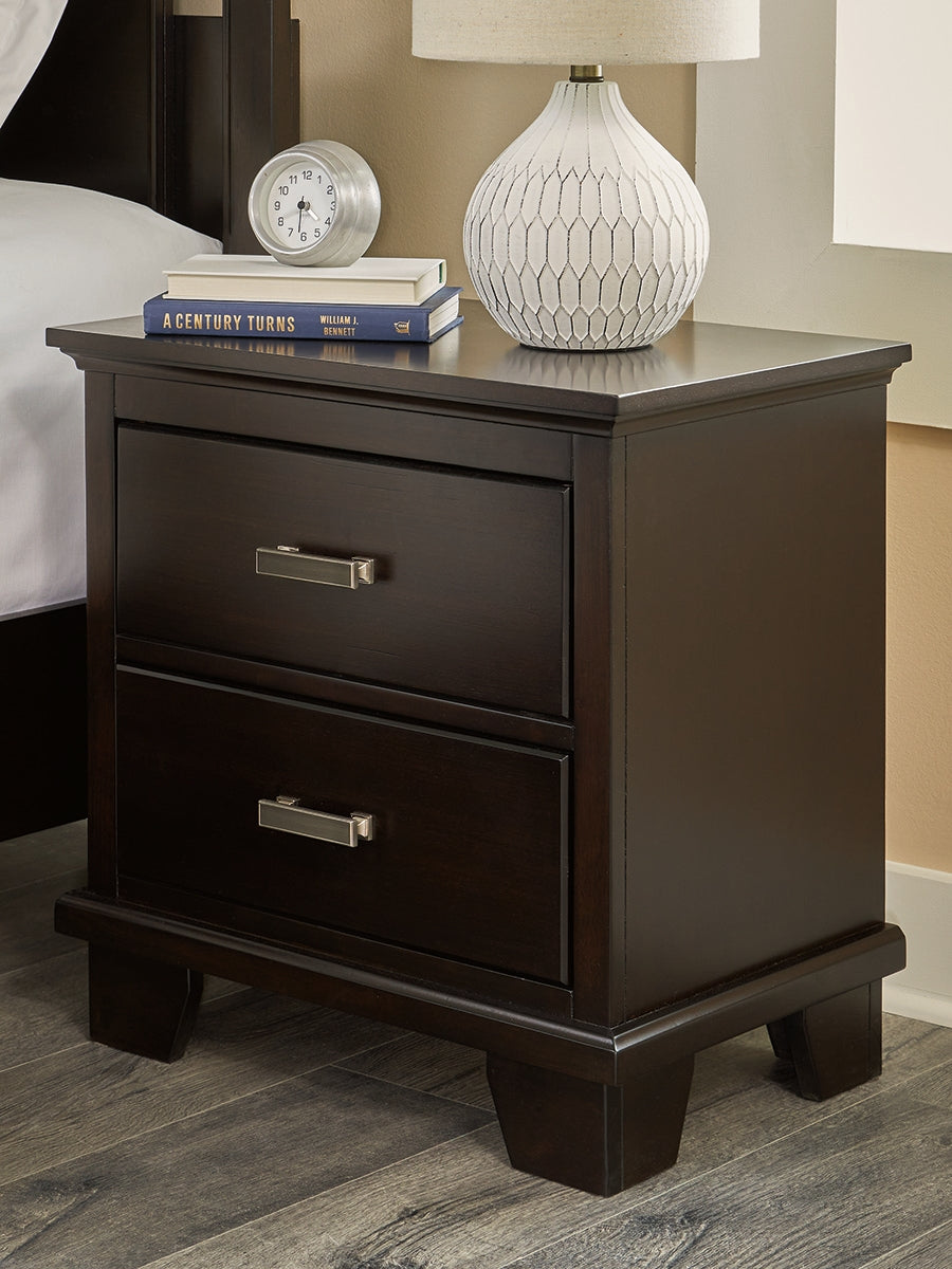 Cape Furniture Outlet - Ashley Furniture - Covetown Bedroom - Two Drawer Night Stand / Dark Brown - B441-92