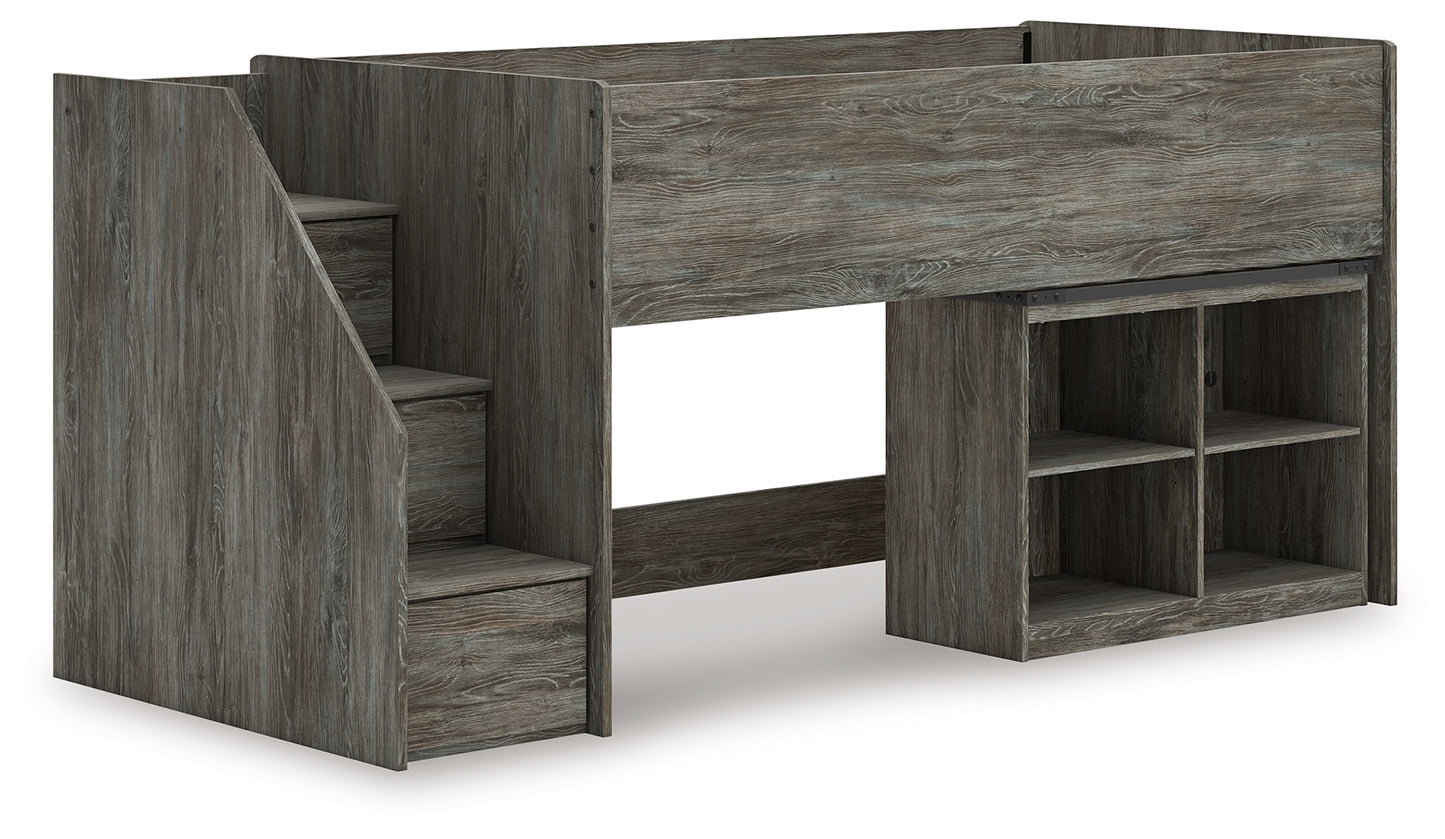 Cape Furniture Outlet - Ashley Furniture - Frandern Bedroom - Twin Loft Bed with Bookcase Storage / Gray - B4480B14