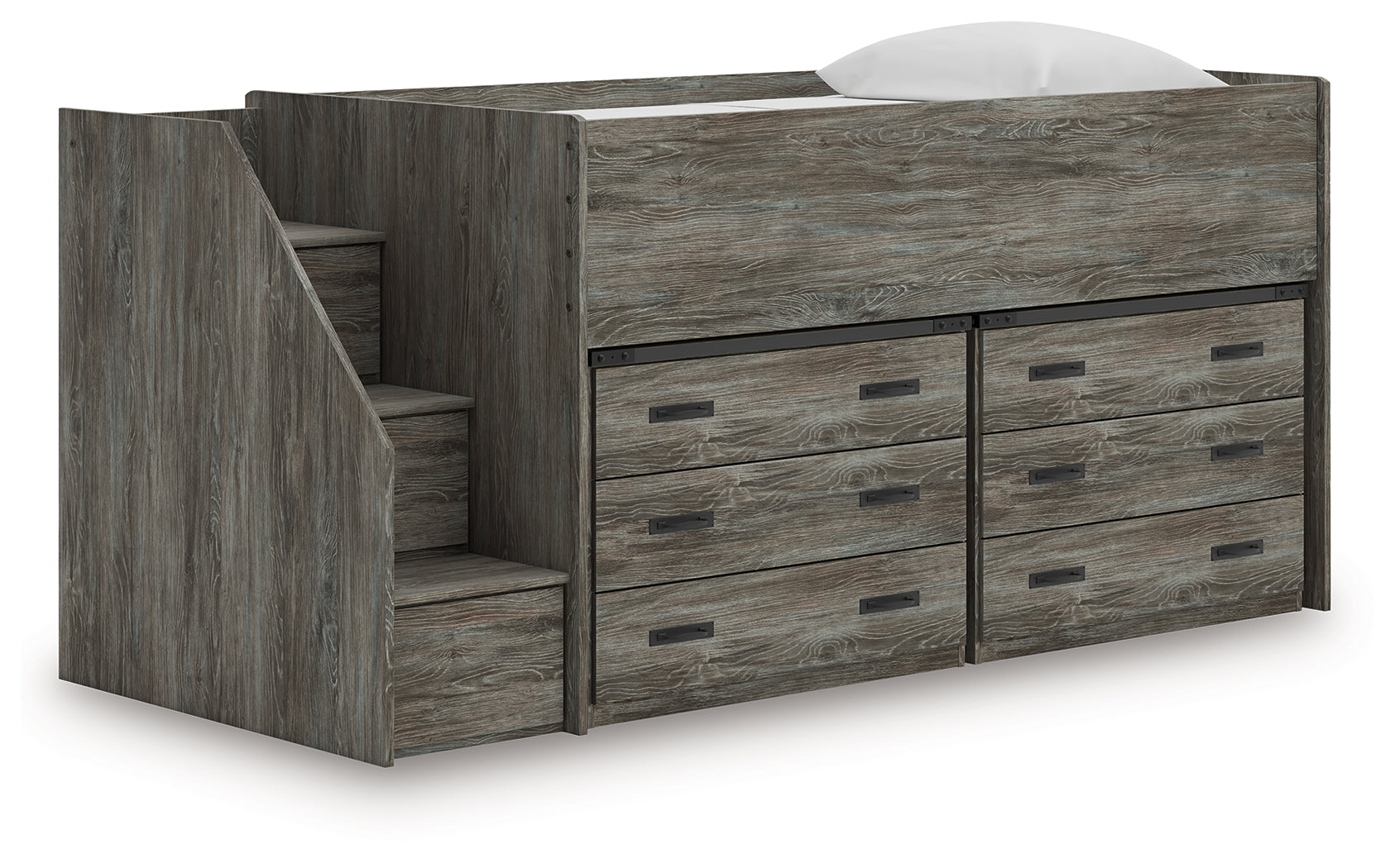 Cape Furniture Outlet - Ashley Furniture - Frandern Twin Loft Bed with Drawer Storage - Twin Loft Bed with Drawer Storage / Warm Gray - B4480B26