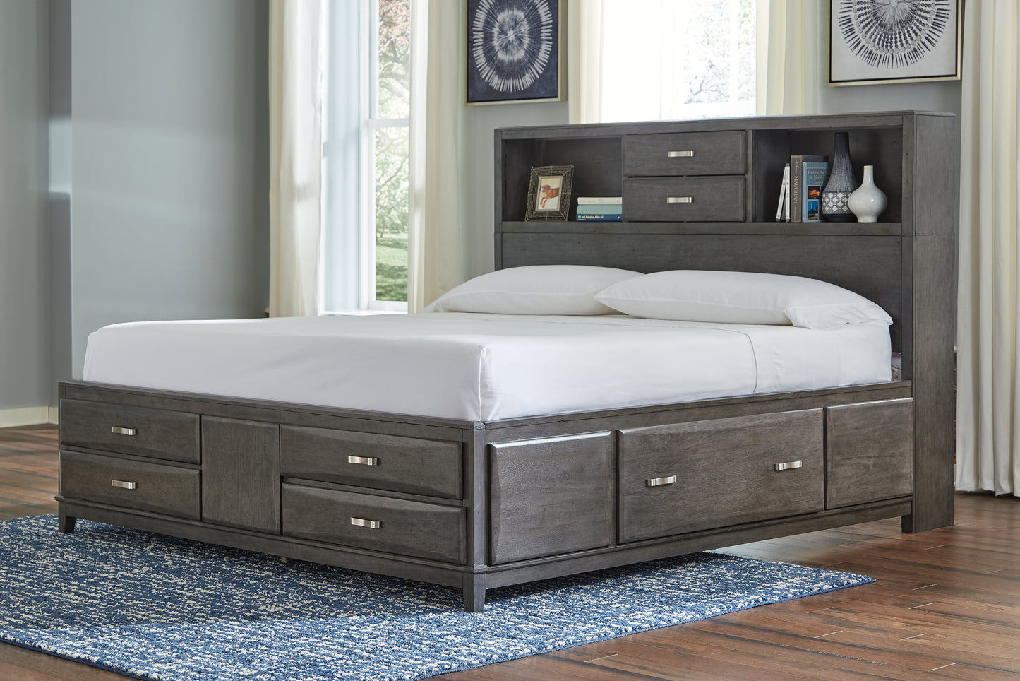 Cape Furniture Outlet - Ashley Furniture - Caitbrook Bedroom - Queen Storage Bed with 8 Drawers / Gray - B476B2