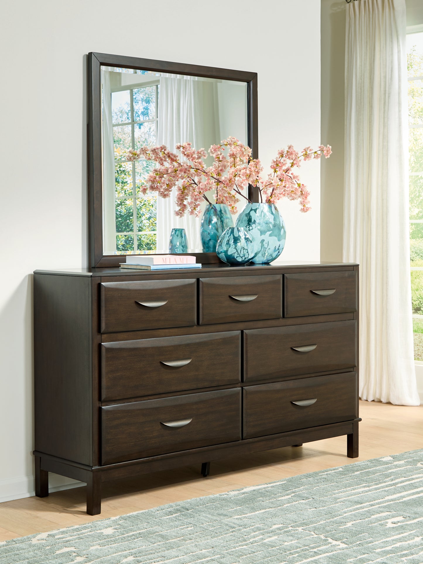Cape Furniture Outlet - Ashley Furniture - Vanmore Bedroom - Dresser and Mirror / Dark Brown - B479B1