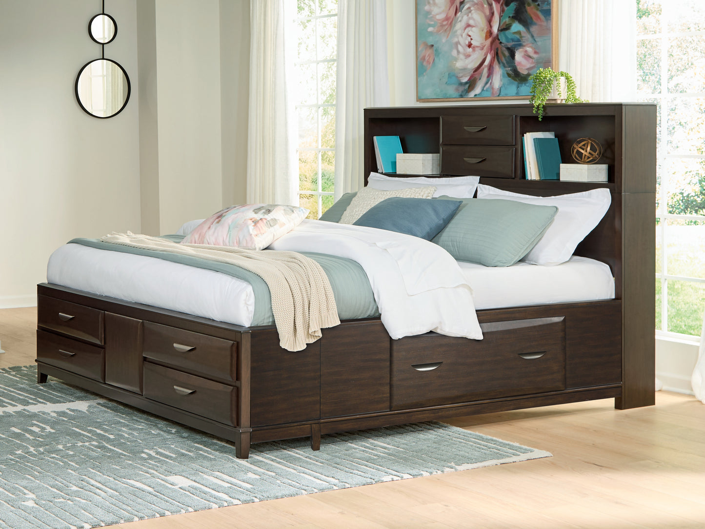 Cape Furniture Outlet - Ashley Furniture - Vanmore Bedroom - King Storage Bed / Dark Brown - B479B6