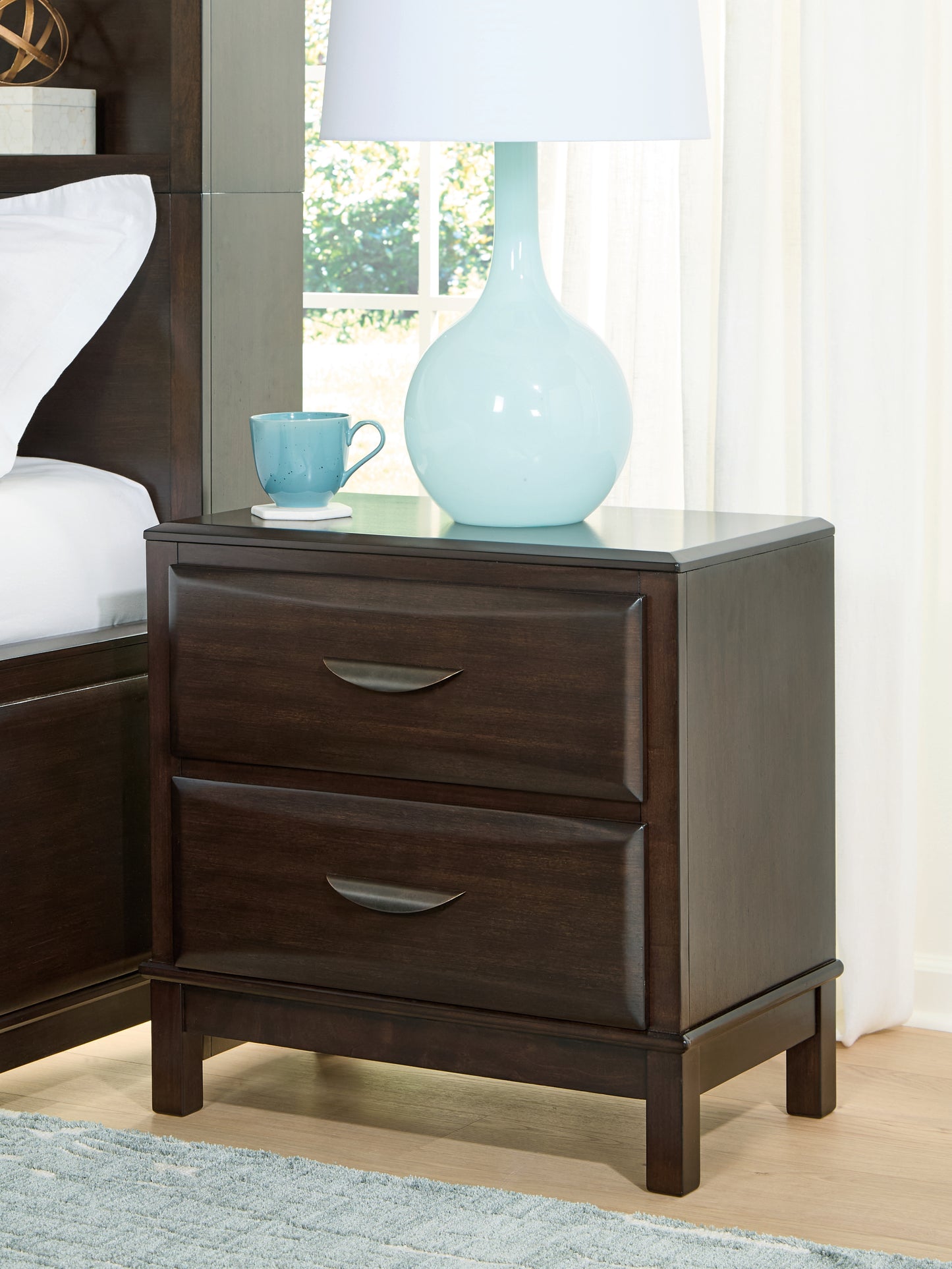 Cape Furniture Outlet - Ashley Furniture - Vanmore Bedroom - Two Drawer Night Stand / Dark Brown - B479-92