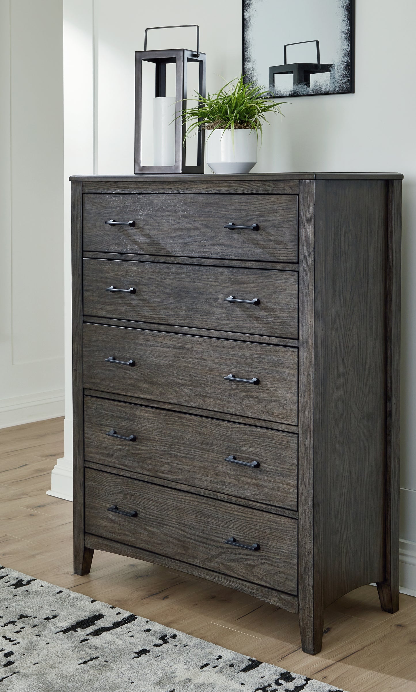 Cape Furniture Outlet - Ashley Furniture - Montillan Bedroom - Five Drawer Chest / Grayish Brown - B651-46