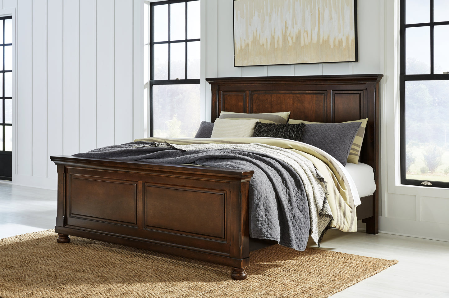 Cape Furniture Outlet - Ashley Furniture - Porter Bedroom - King Panel Bed / Rustic Brown - B697B11