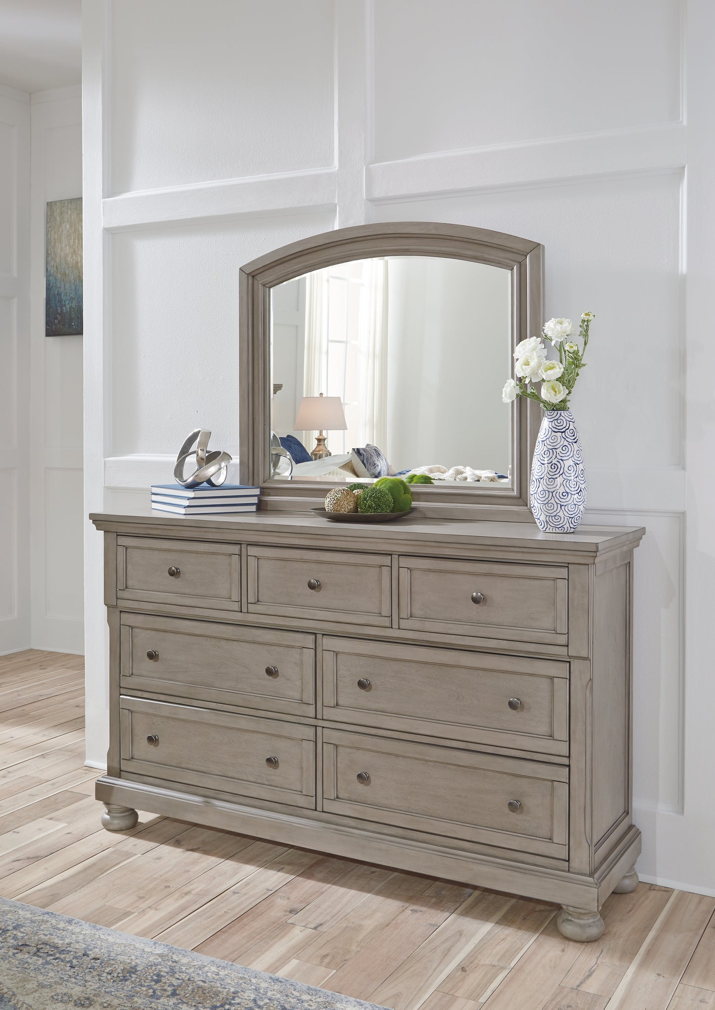 Cape Furniture Outlet - Ashley Furniture - Lettner Bedroom - Dresser and Mirror / Light Gray - B733B1