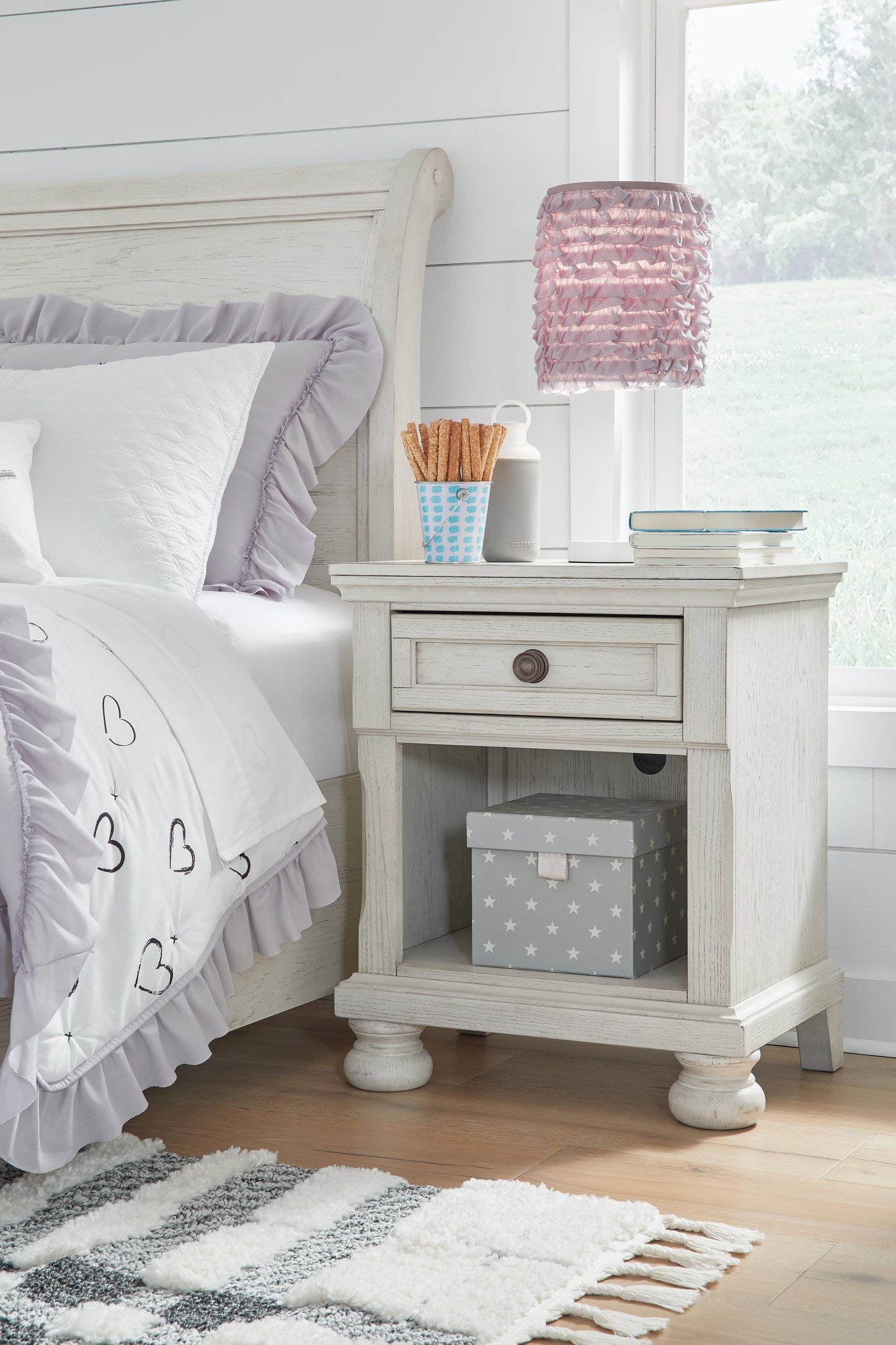 Cape Furniture Outlet - Ashley Furniture - Robbinsdale Bedroom - One Drawer Night Stand / Antique White - B742-91