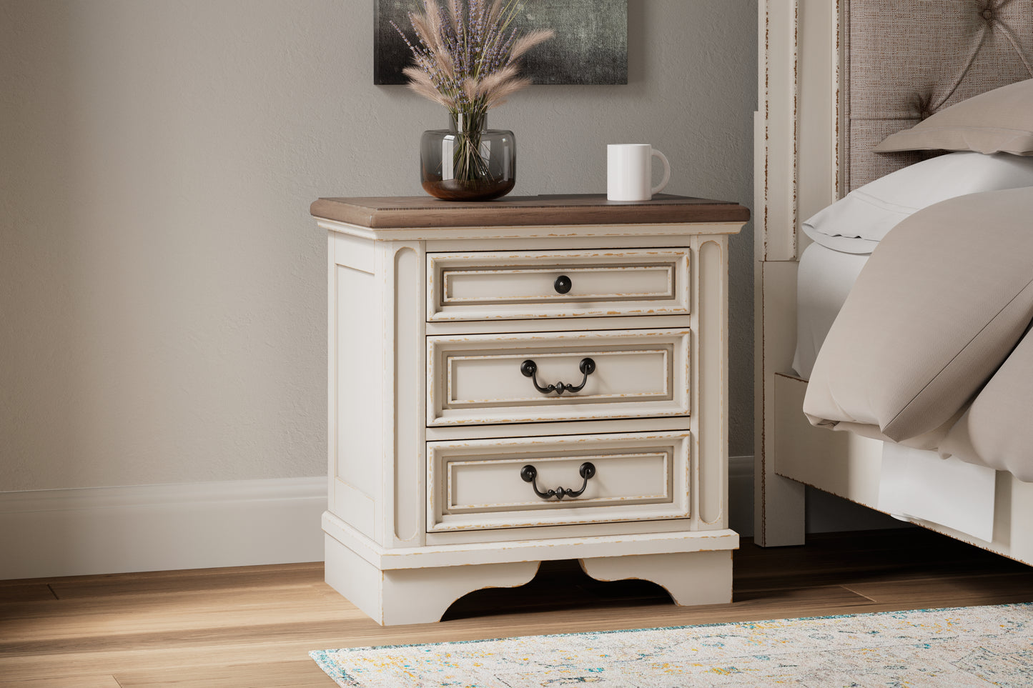 Cape Furniture Outlet - Ashley Furniture - Realyn Bedroom - Three Drawer Night Stand / Two-tone - B743-93