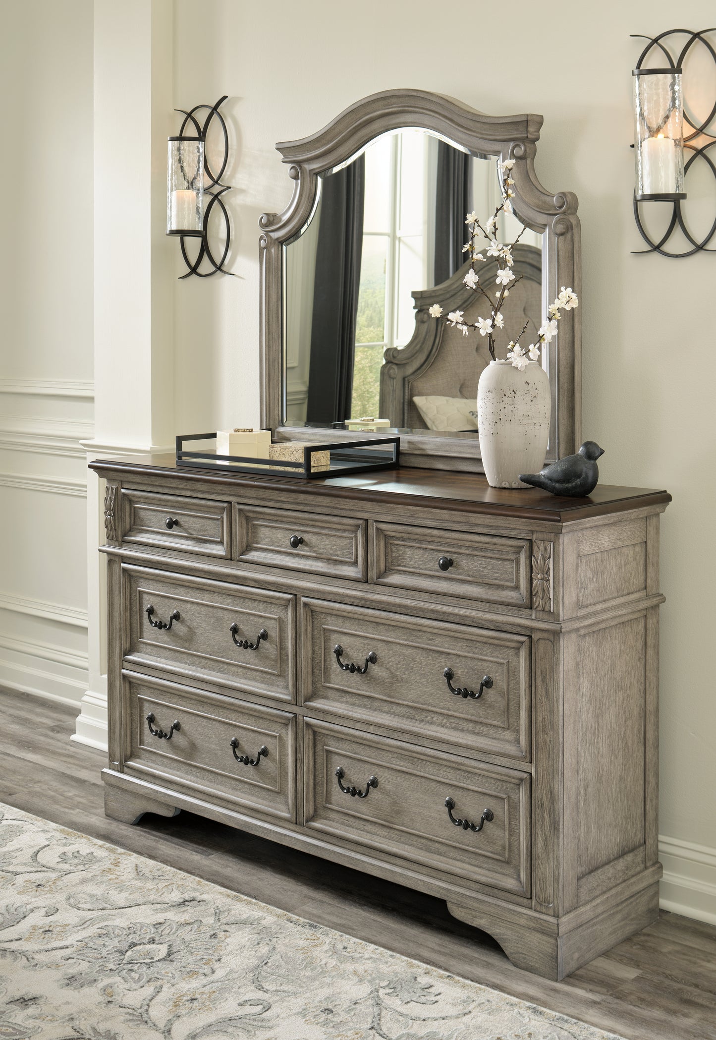 Cape Furniture Outlet - Ashley Furniture - Lodenbay Bedroom - Dresser and Mirror / Antique Gray/Brown - B751B1