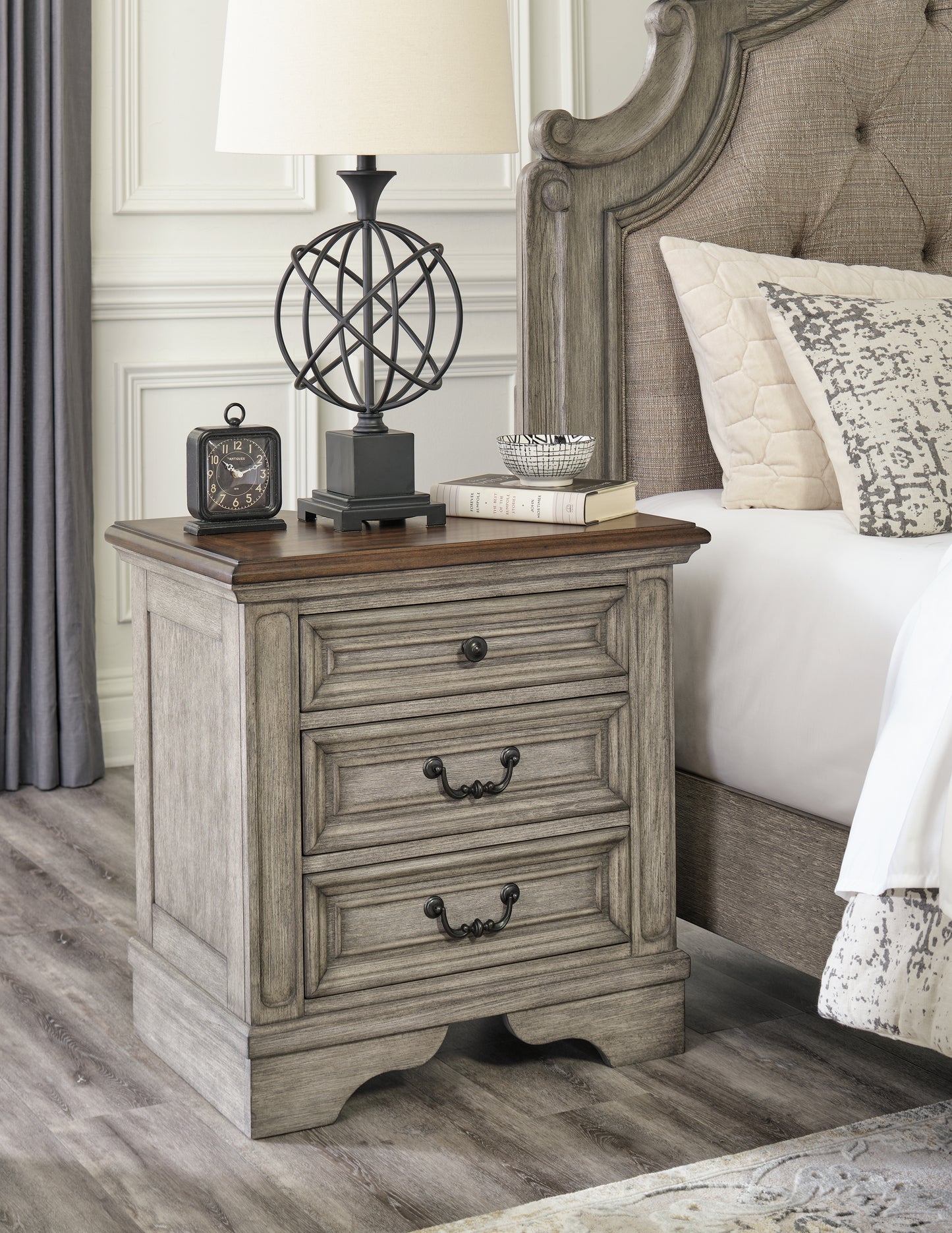 Cape Furniture Outlet - Ashley Furniture - Lodenbay Bedroom - Three Drawer Night Stand / Antique Gray/Brown - B751-93