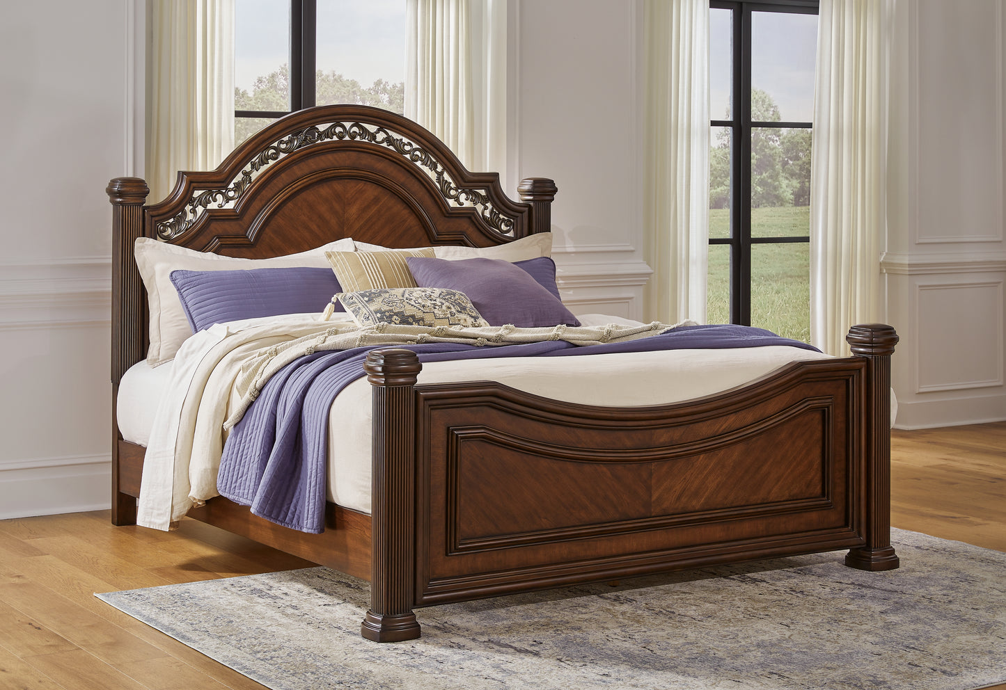 Cape Furniture Outlet - Ashley Furniture - Lavinton Bedroom - King Poster Bed / Brown - B764B9