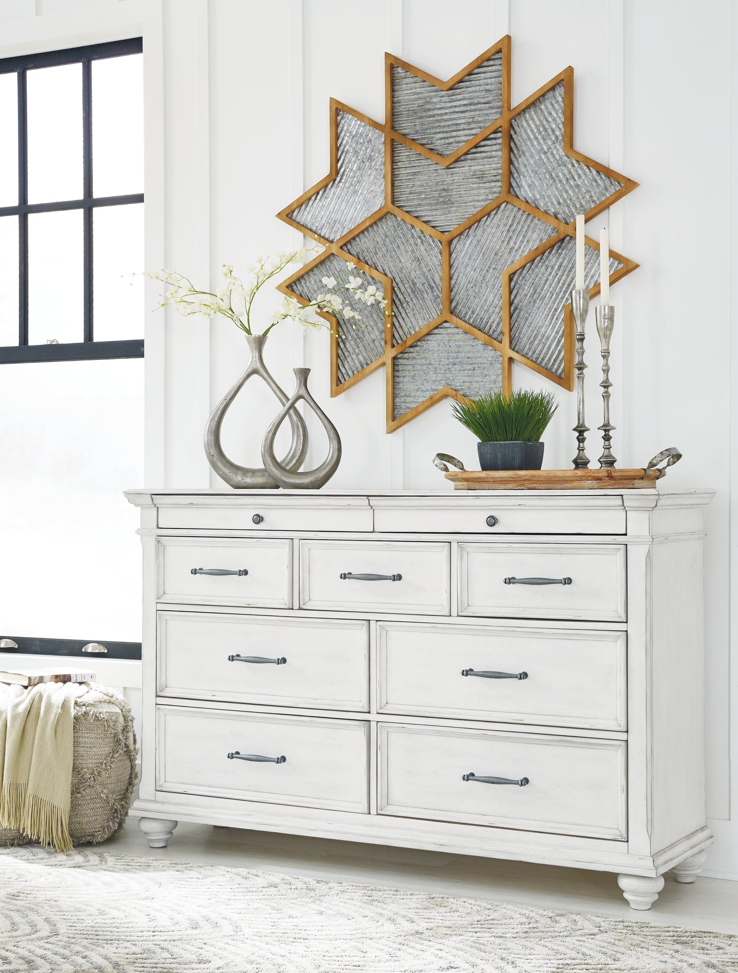 Cape Furniture Outlet - Ashley Furniture - Kanwyn Bedroom - Dresser / Whitewash - B777-31