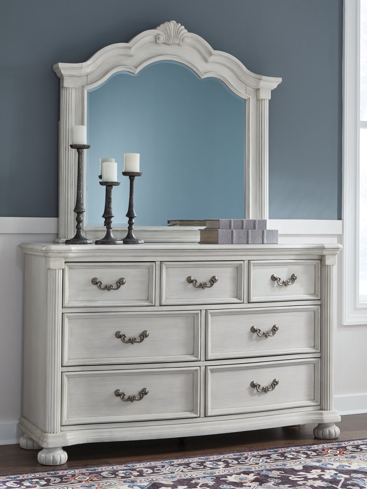 Cape Furniture Outlet - Ashley Furniture - Montelaine Bedroom - Dresser and Mirror / Antique White - B795B1