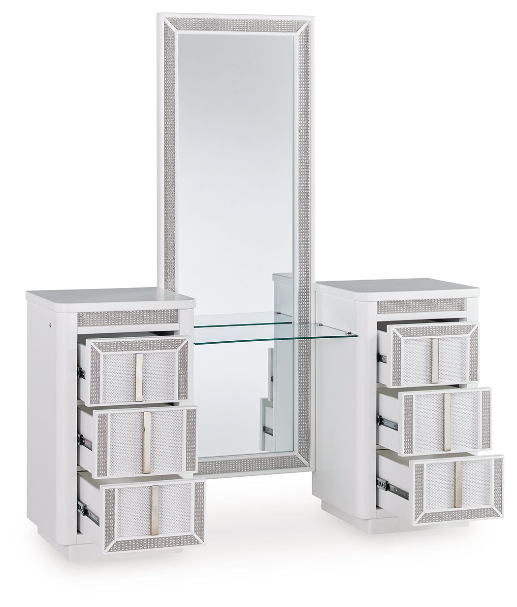 Cape Furniture Outlet - Ashley Furniture - Chalanna Vanity with Mirror - Vanity with Mirror / White - B822B7