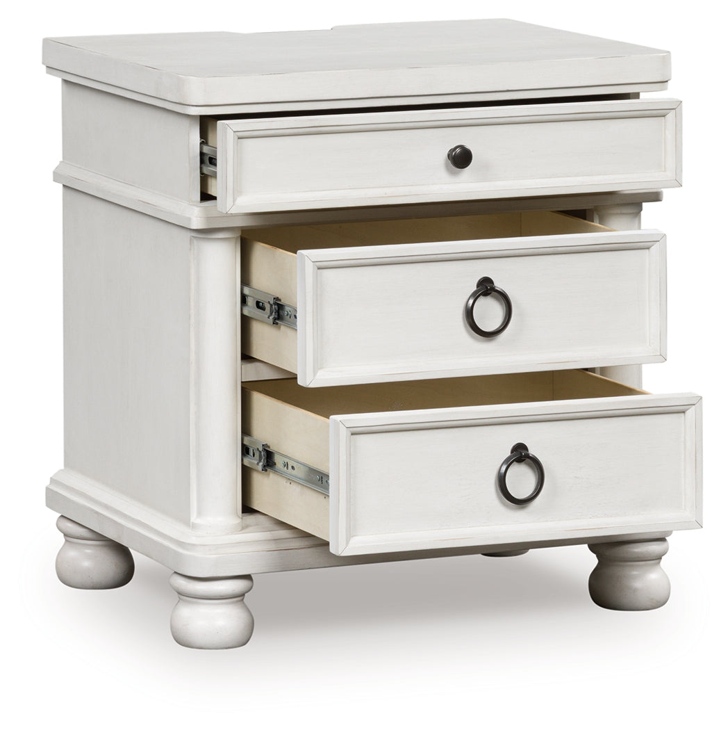 Cape Furniture Outlet - Ashley Furniture - Rowlenstown Bedroom - Three Drawer Night Stand / Antique White - PCB823-93