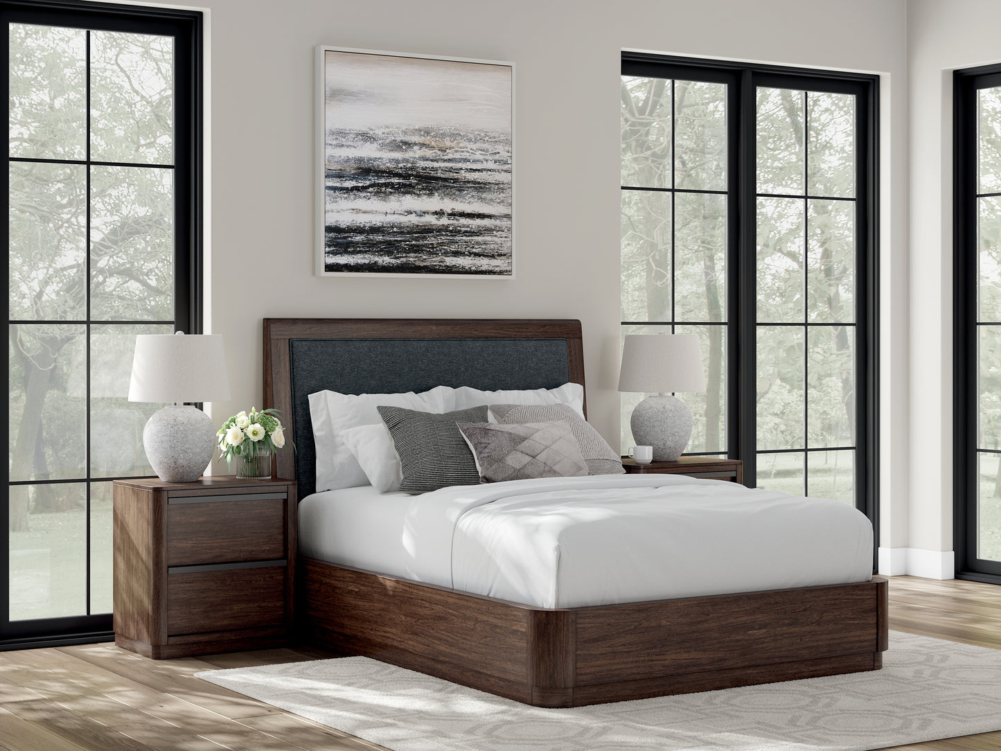 Cape Furniture Outlet - Ashley Furniture - Dilenno Bedroom - Queen Upholstered Panel Bed / Dark Brown - PCB857B4