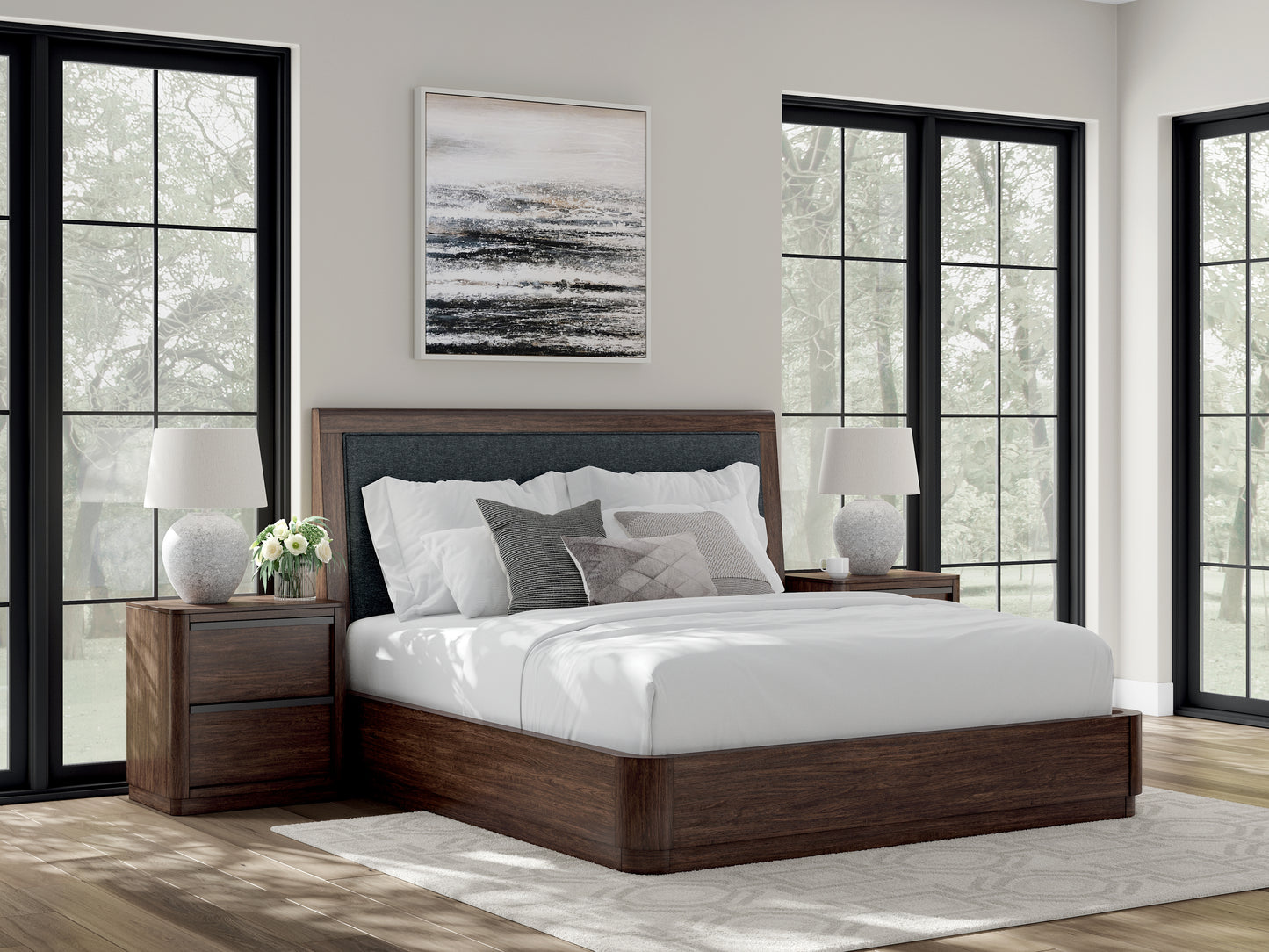 Cape Furniture Outlet - Ashley Furniture - Dilenno Bedroom - King Upholstered Panel Bed / Dark Brown - PCB857B8