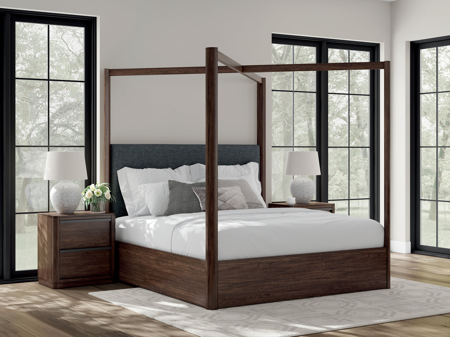 Cape Furniture Outlet - Ashley Furniture - Dilenno Bedroom - King Canopy Bed / Dark Brown - PCB857B6