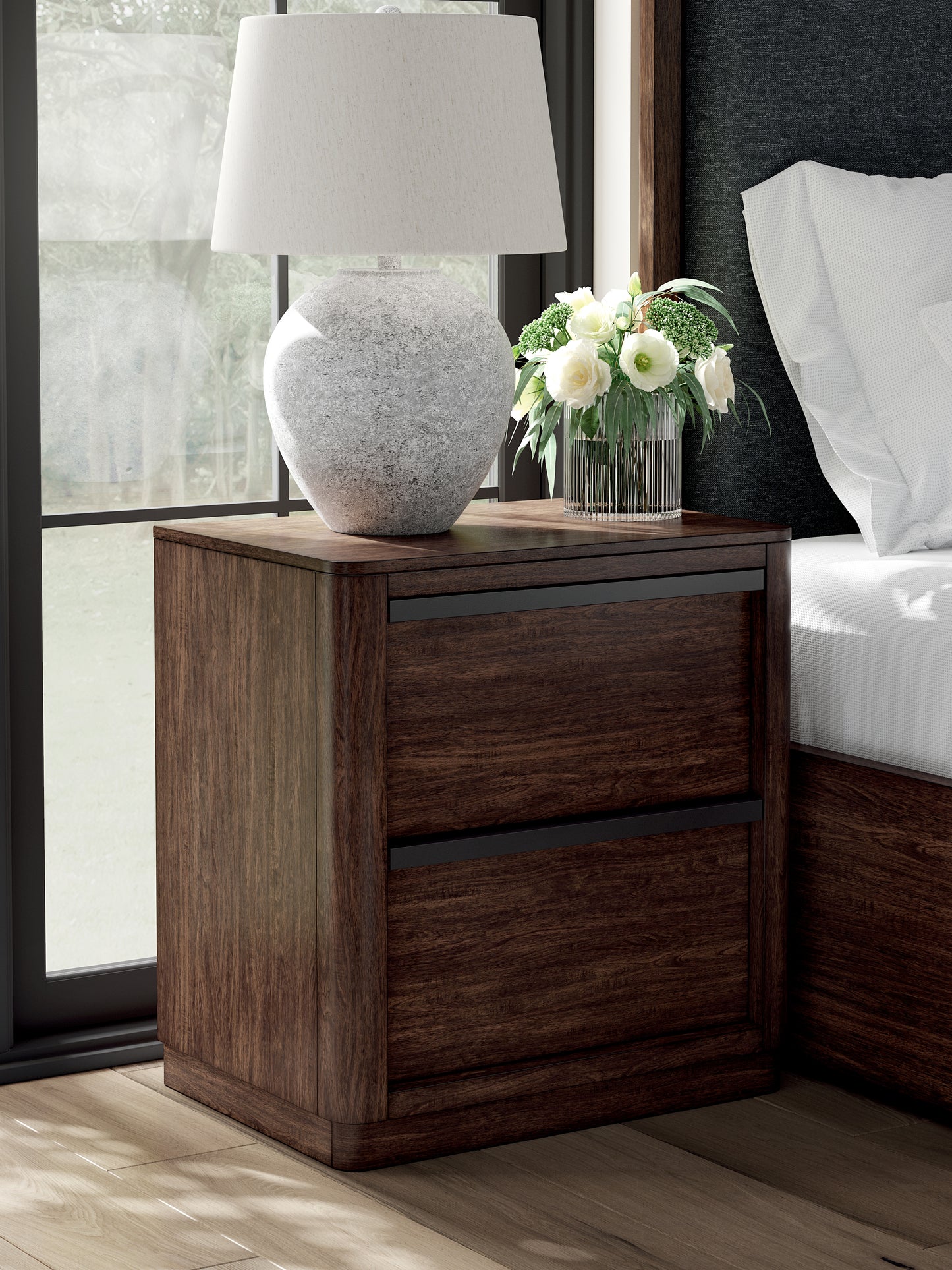 Cape Furniture Outlet - Ashley Furniture - Dilenno Bedroom - Two Drawer Night Stand / Dark Brown - PCB857-92