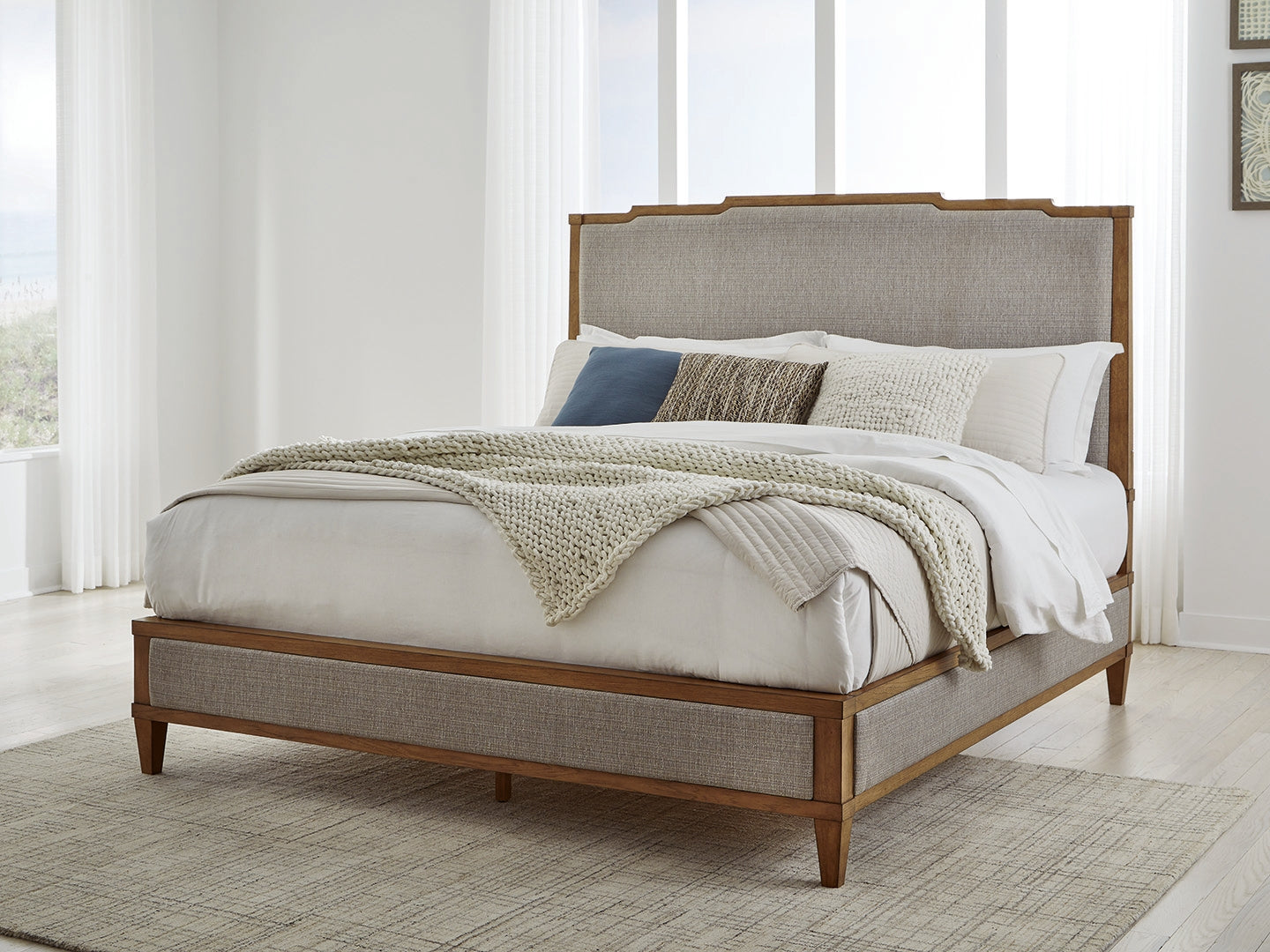 Cape Furniture Outlet - Ashley Furniture - Sharlance Bedroom - California King Upholstered Panel Bed / Light Brown - B895B7