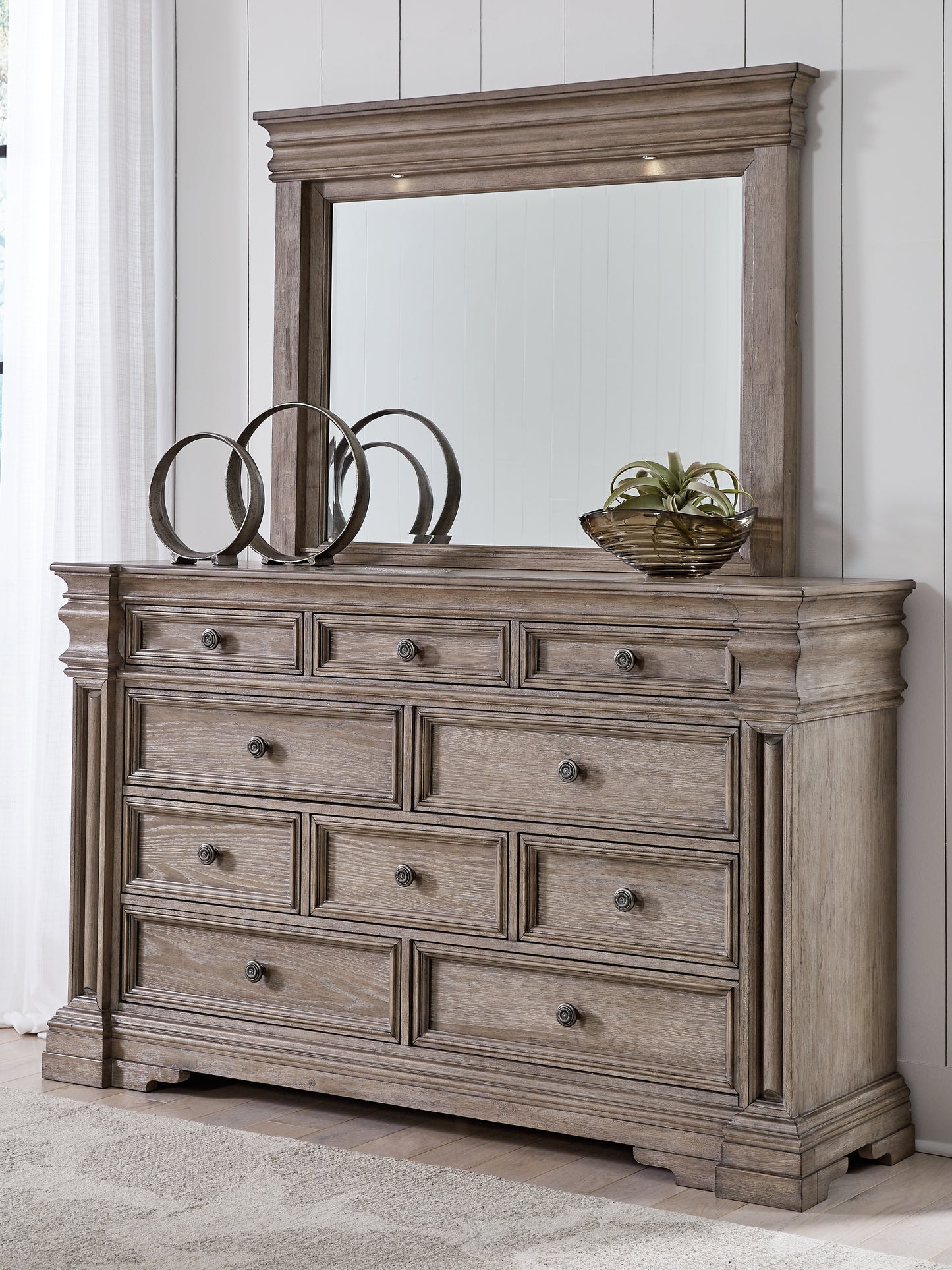 Cape Furniture Outlet - Ashley Furniture - Blairhurst Bedroom - Dresser and Mirror / Light Grayish Brown - B916B1