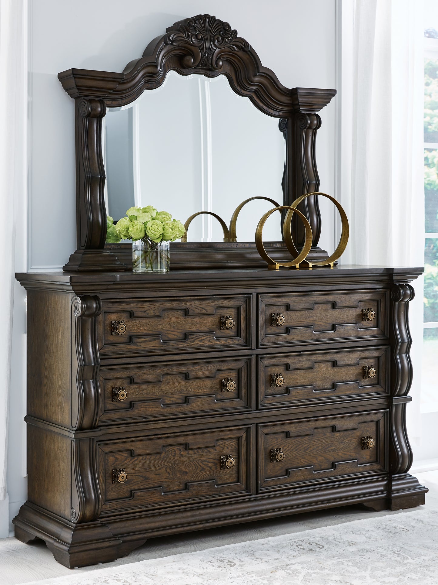 Cape Furniture Outlet - Ashley Furniture - Maylee Bedroom - Dresser and Mirror / Dark Brown - B947B1
