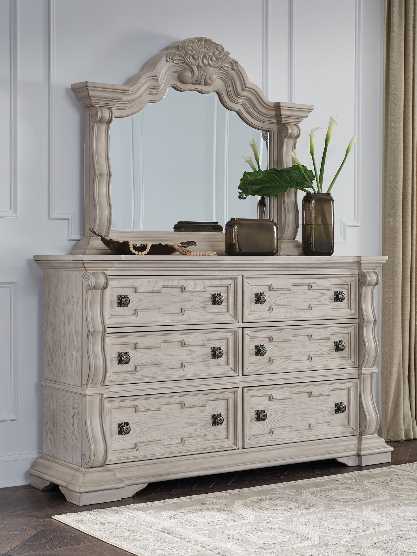 Cape Furniture Outlet - Ashley Furniture - Bruchandi Bedroom - Dresser and Mirror / Antique White - PCB948B1