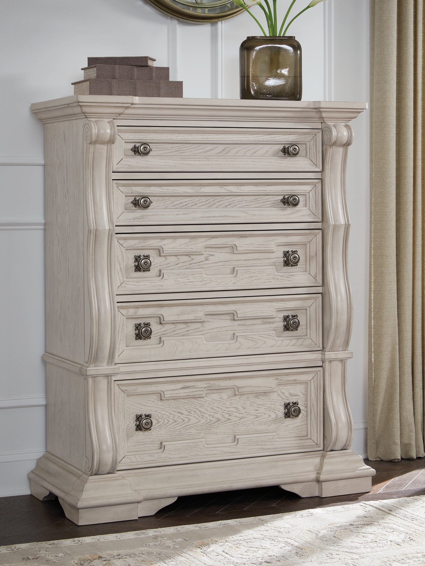 Cape Furniture Outlet - Ashley Furniture - Bruchandi Bedroom - Five Drawer Chest / Antique White - PCB948-46
