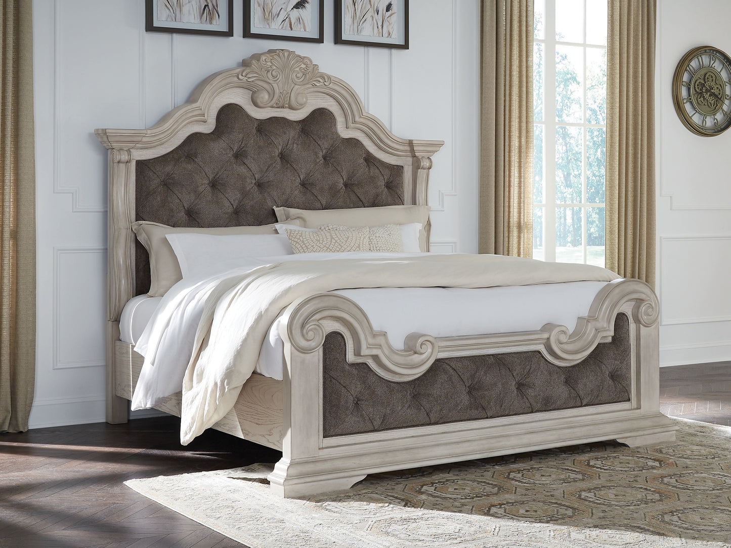 Cape Furniture Outlet - Ashley Furniture - Bruchandi Bedroom - California King Upholstered Panel Bed / Antique White - PCB948B5