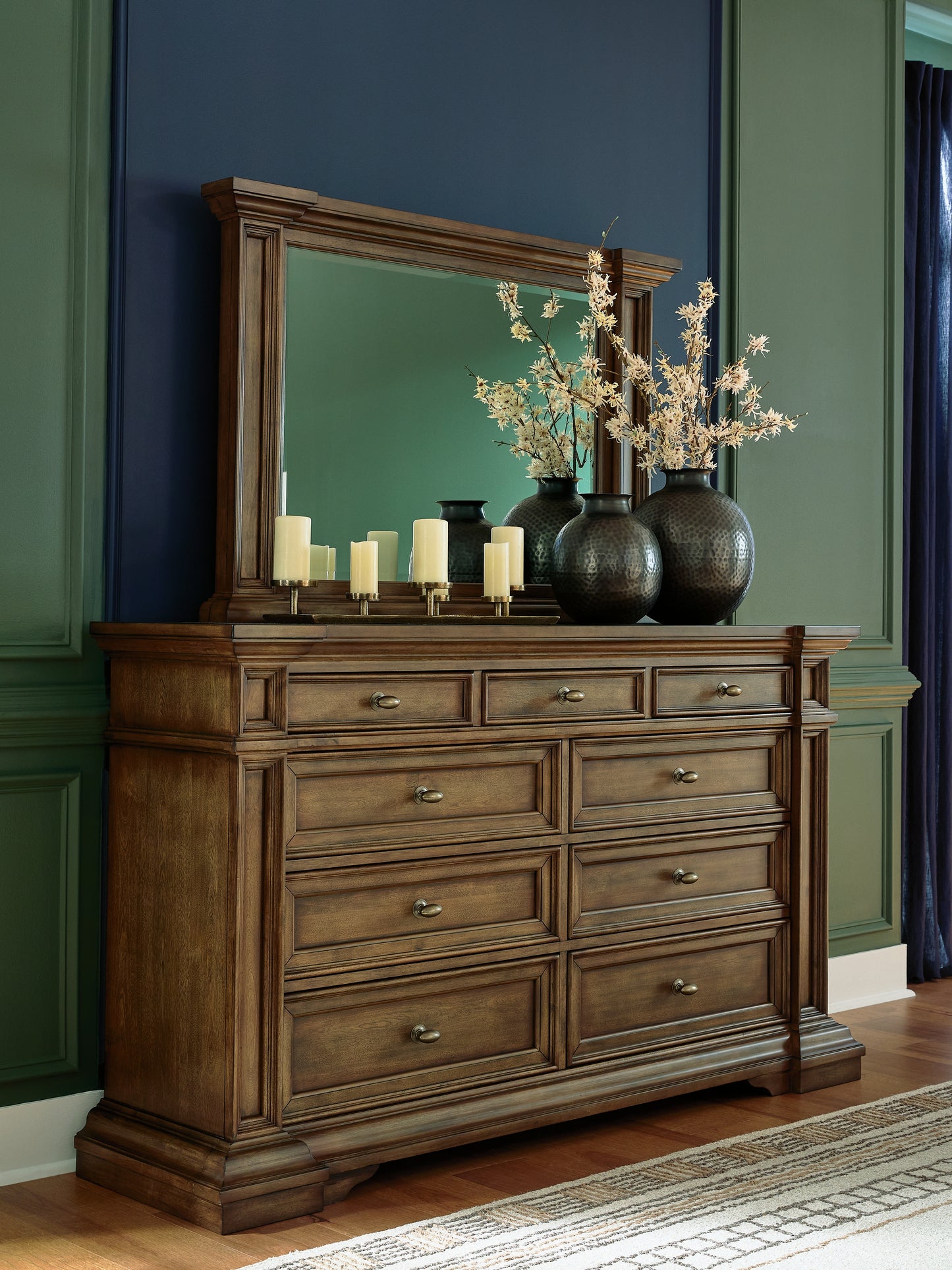 Cape Furniture Outlet - Ashley Furniture - Frantanna Bedroom - Dresser and Mirror / Brown - PCB949B1