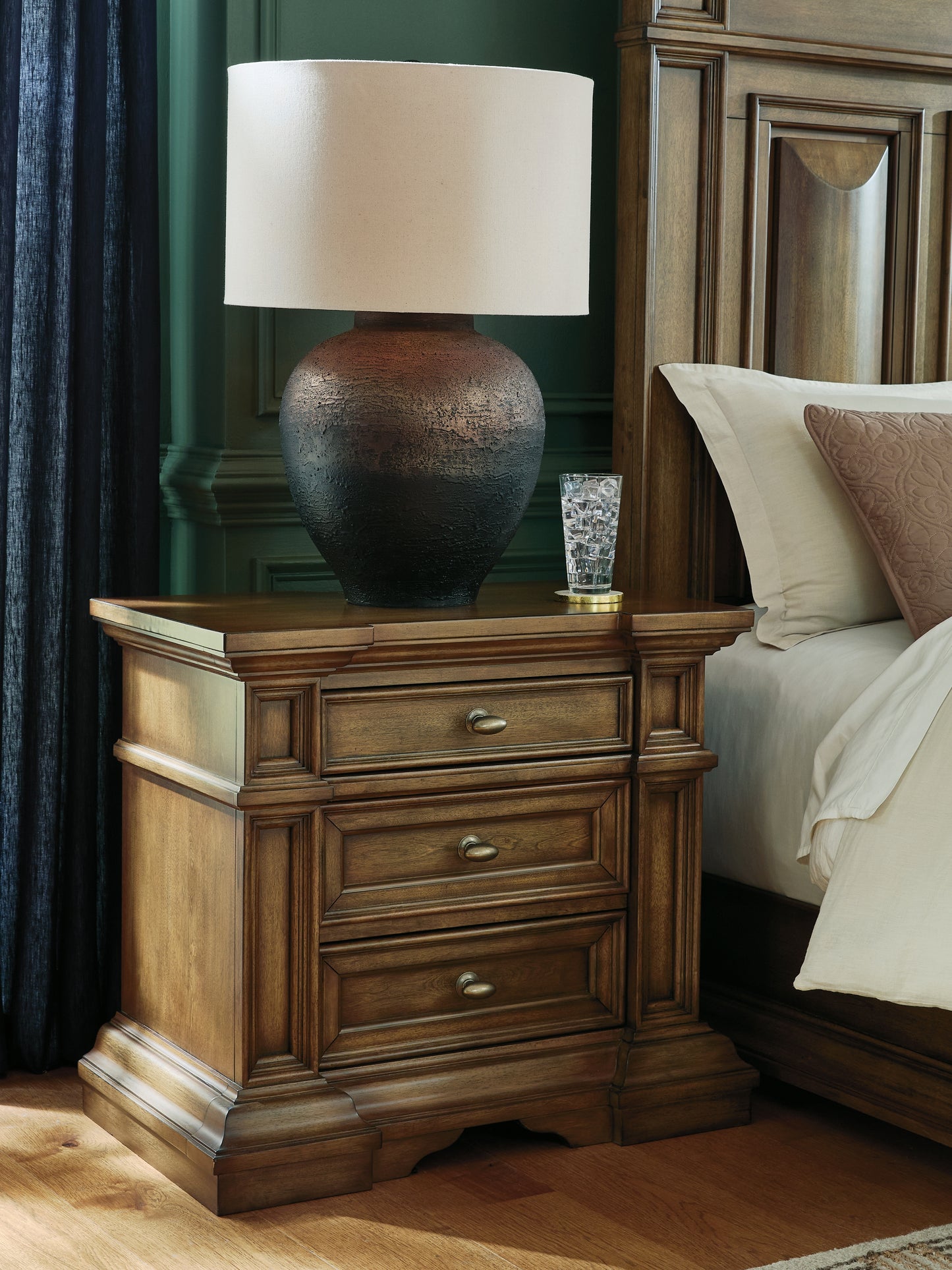 Cape Furniture Outlet - Ashley Furniture - Frantanna Bedroom - Three Drawer Night Stand / Brown - PCB949-93