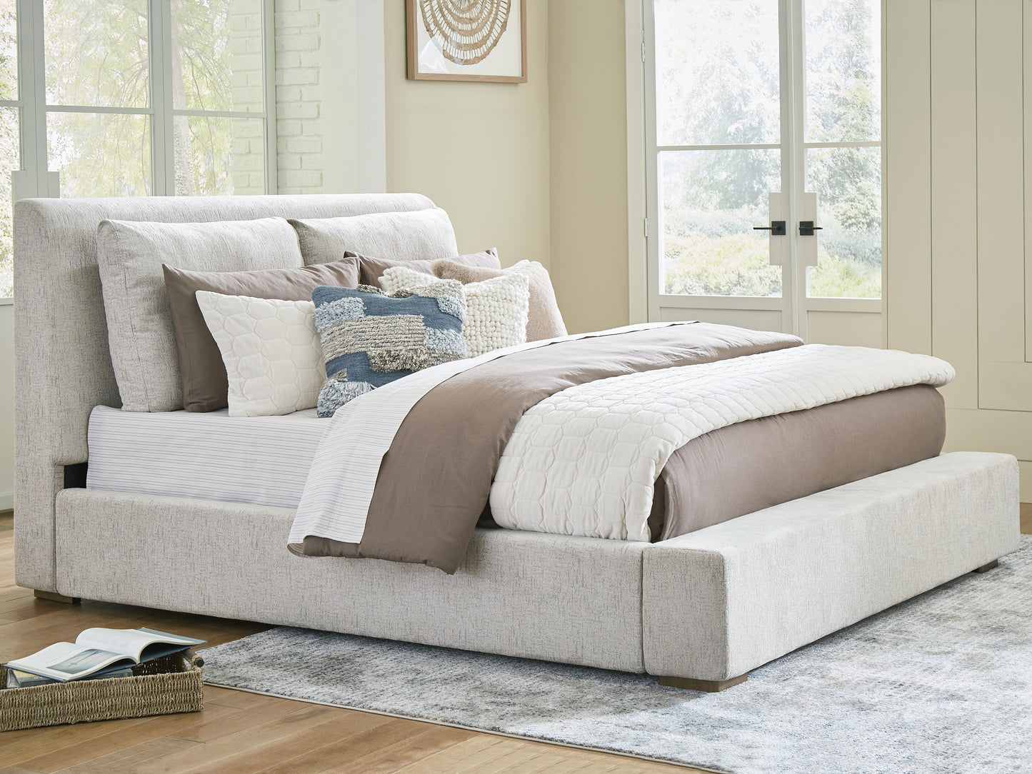 Cape Furniture Outlet - Ashley Furniture - Cabalynn Bedroom - California King Upholstered Bed / Light Brown - B974B7