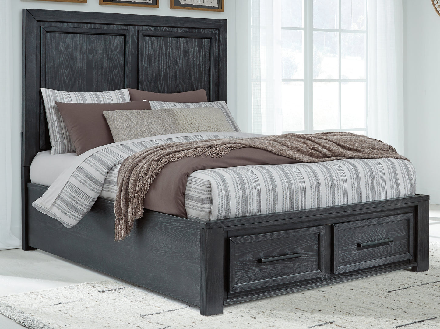 Cape Furniture Outlet - Ashley Furniture - Foyland Bedroom - Queen Panel Storage Bed / Black/Brown - B989B2