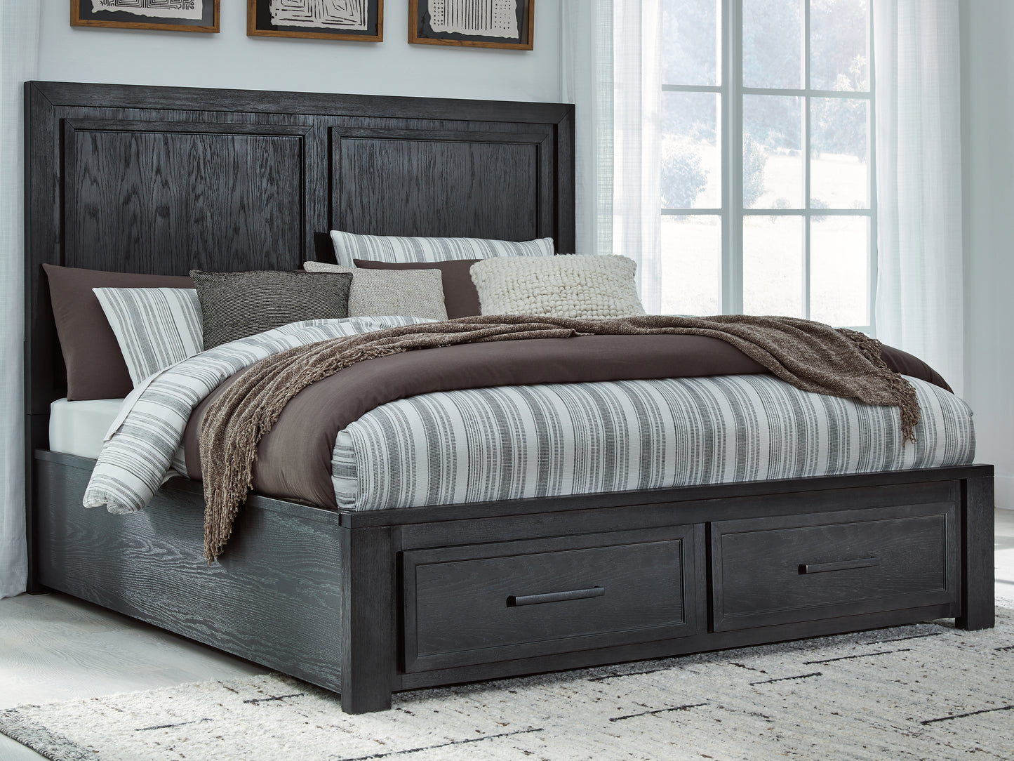 Cape Furniture Outlet - Ashley Furniture - Foyland Bedroom - King Panel Storage Bed / Black/Brown - B989B4