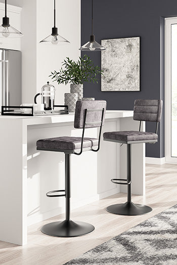 Cape Furniture Outlet - Ashley Furniture - Strumford Dining Room - Bar Height Bar Stool (Set of 2) / Gray/Black - D119-630X2