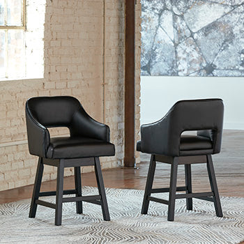 Cape Furniture Outlet - Ashley Furniture - Tallenger Dining Room - Bar Height Bar Stool (Set of 2) / Black/Dark Brown - D380-930X2